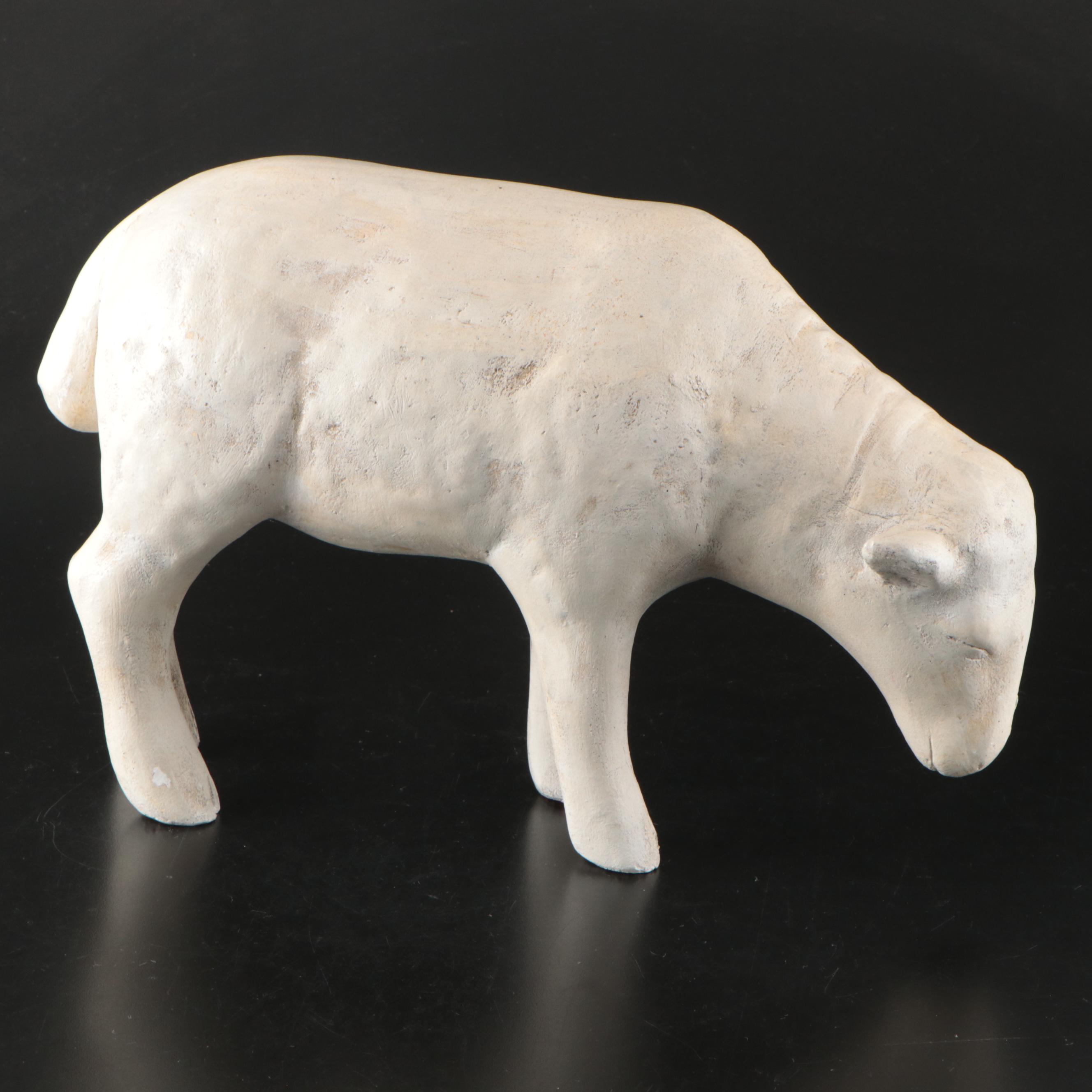 Cast Plaster Sheep Figurine