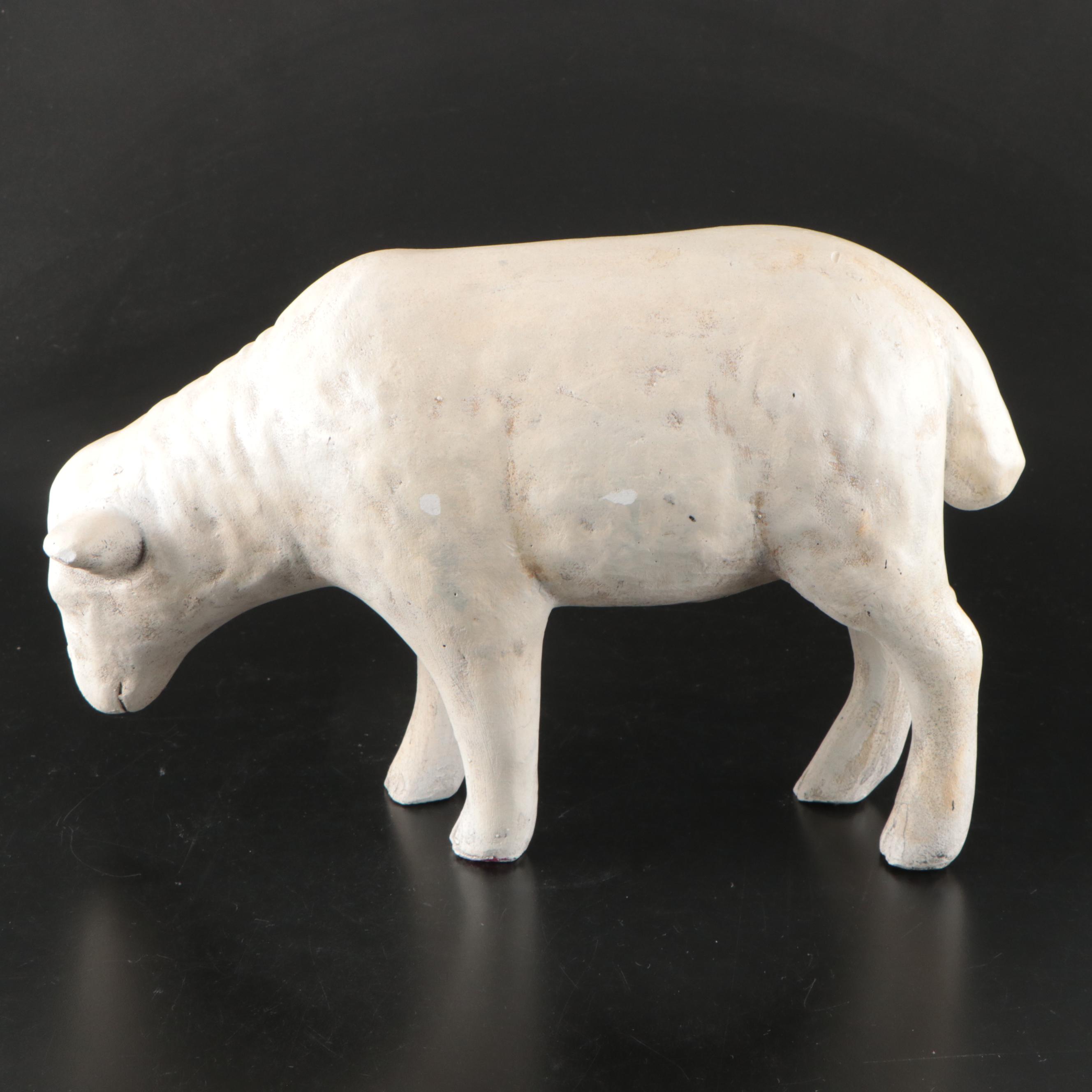 Cast Plaster Sheep Figurine