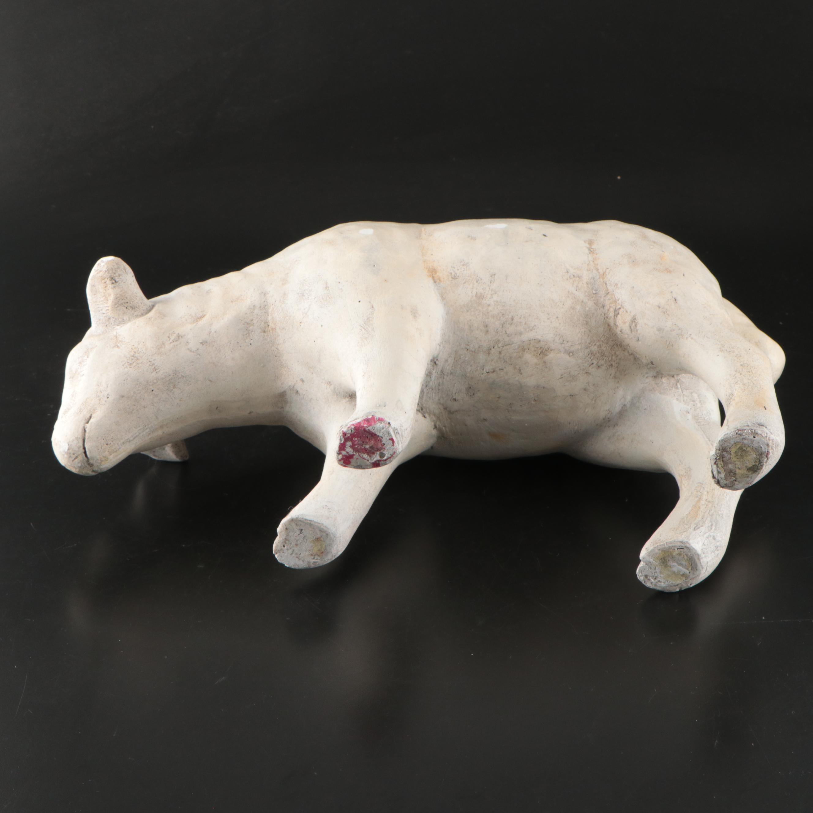 Cast Plaster Sheep Figurine