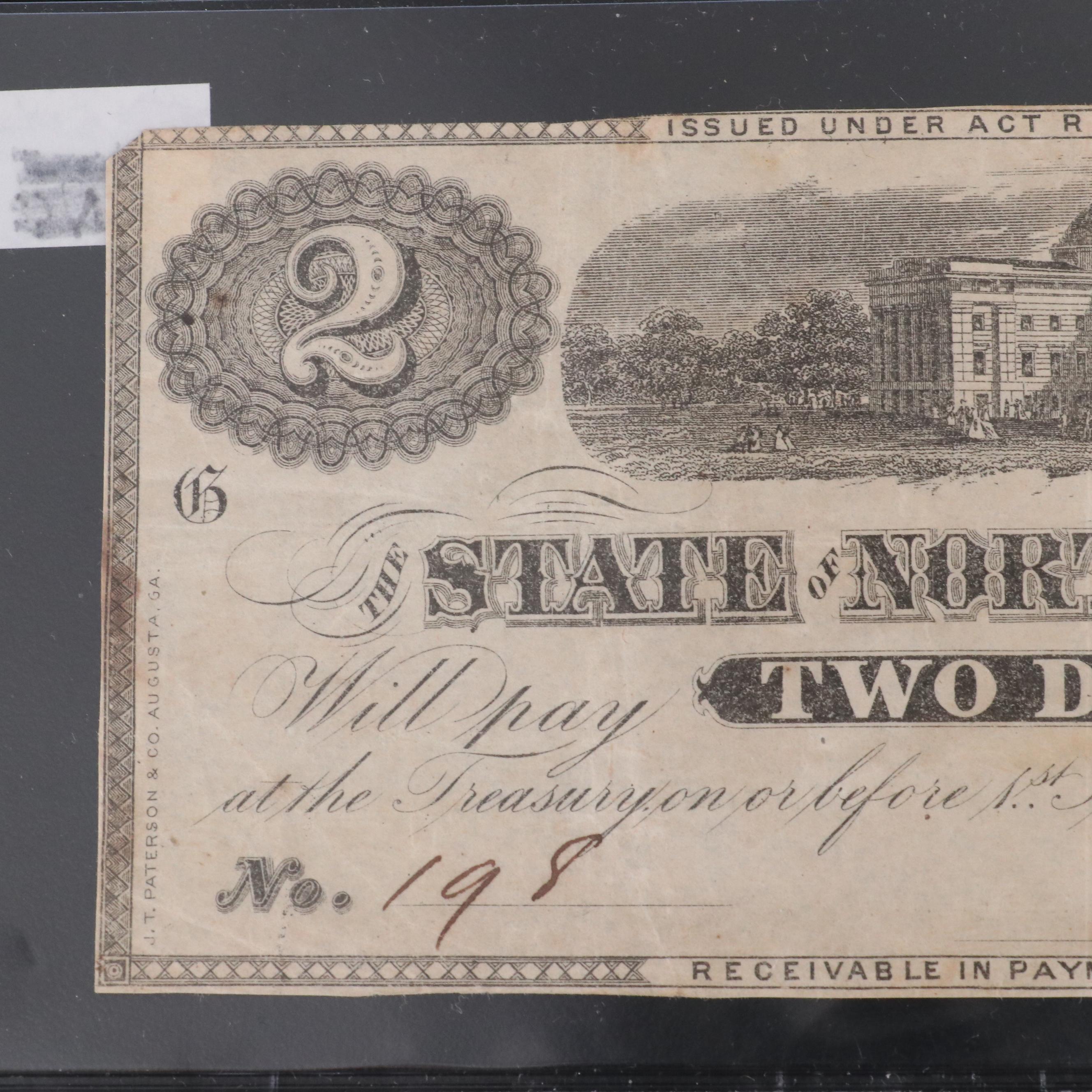 Collection of Five Civil War Era, North Carolina Obsolete Bank Notes