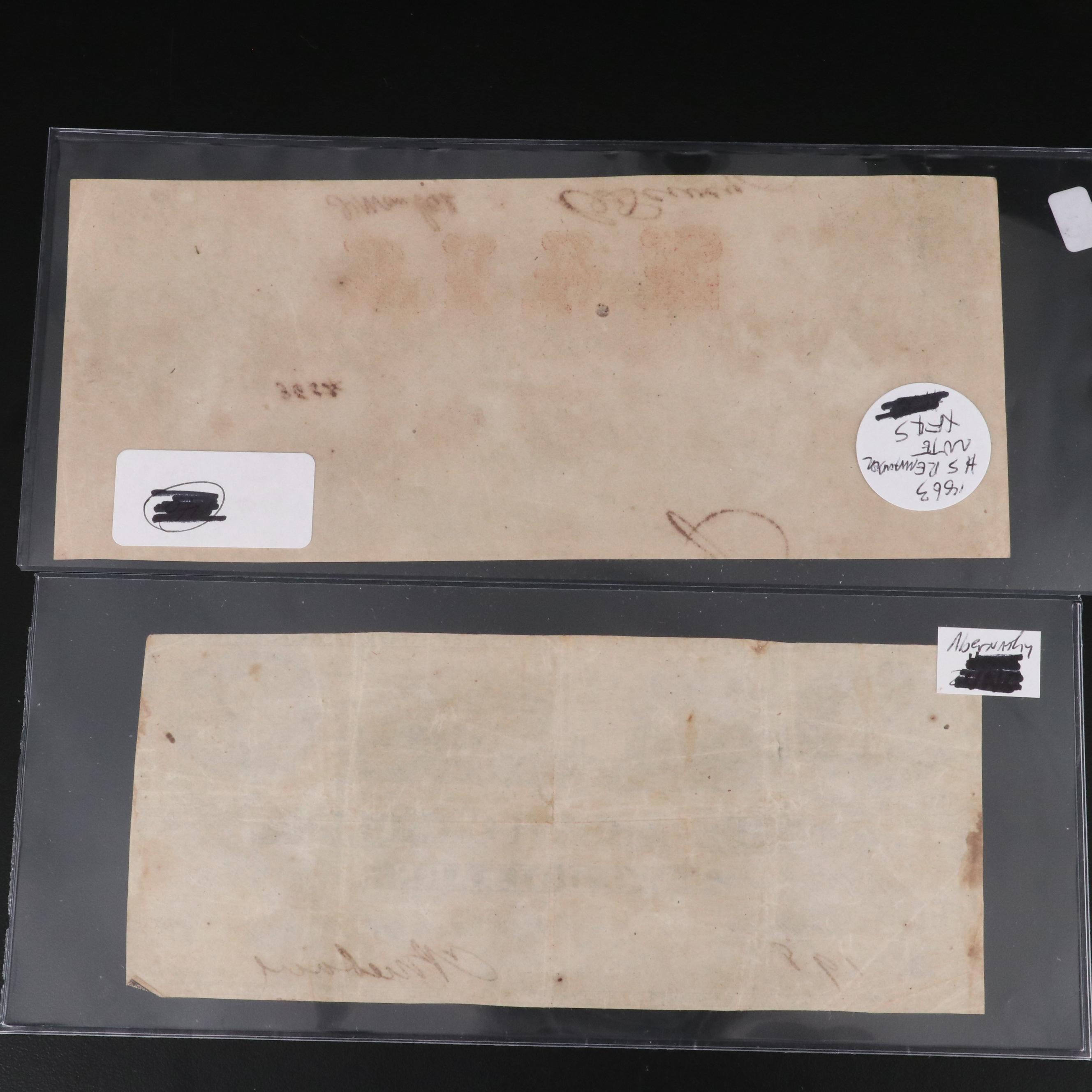 Collection of Five Civil War Era, North Carolina Obsolete Bank Notes