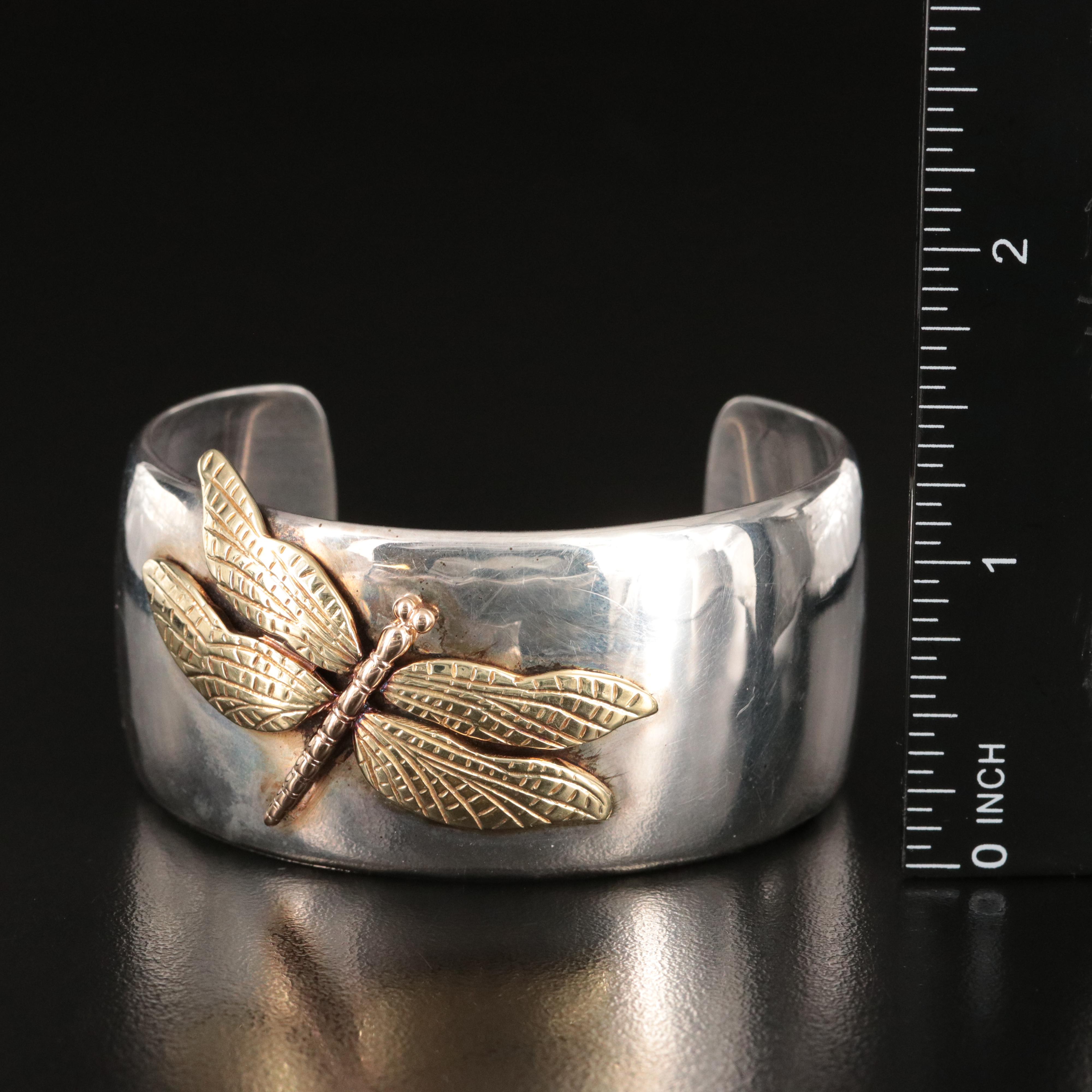 Tiffany & Co. Sterling and 18K Dragonfly Cuff Bracelet