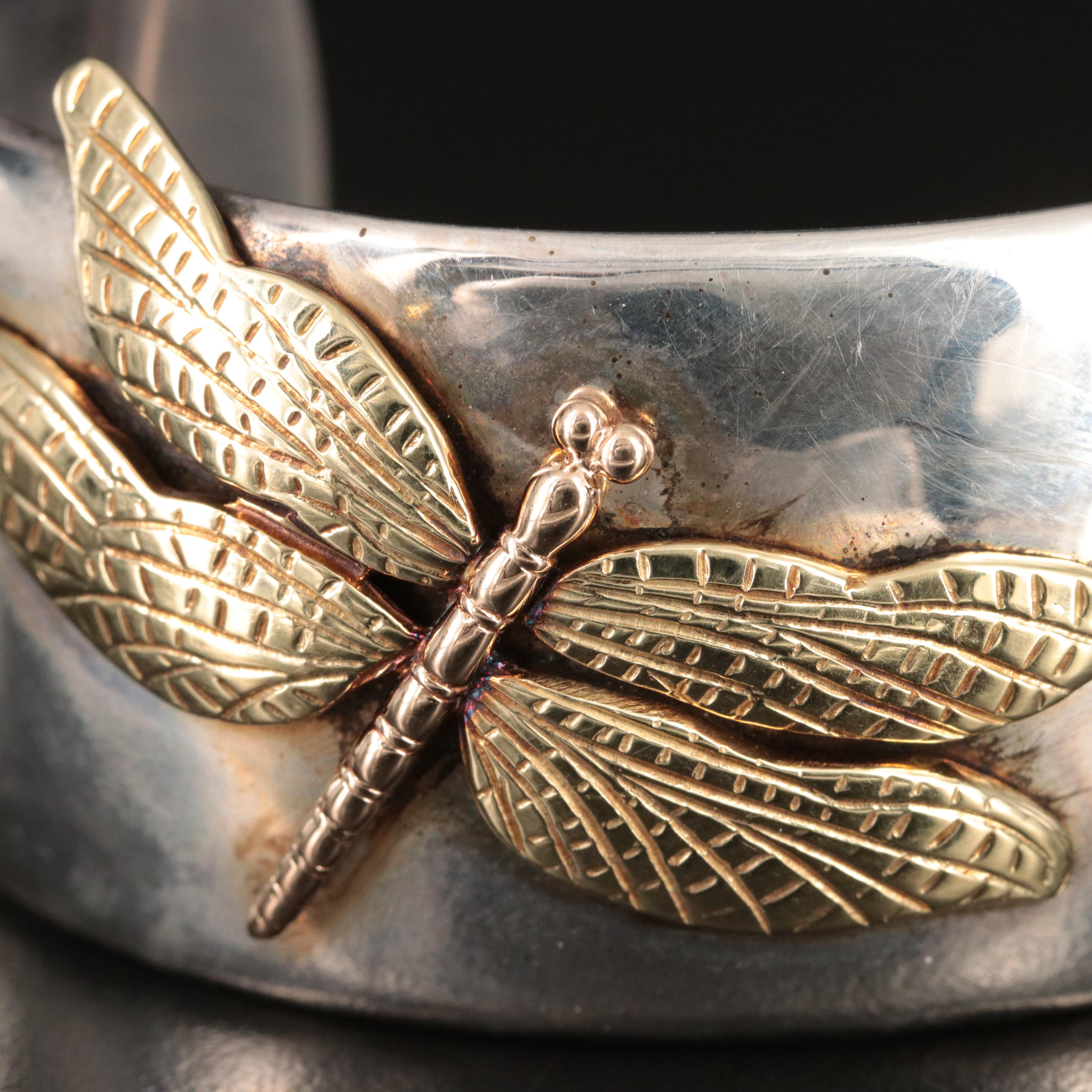 Tiffany & Co. Sterling and 18K Dragonfly Cuff Bracelet