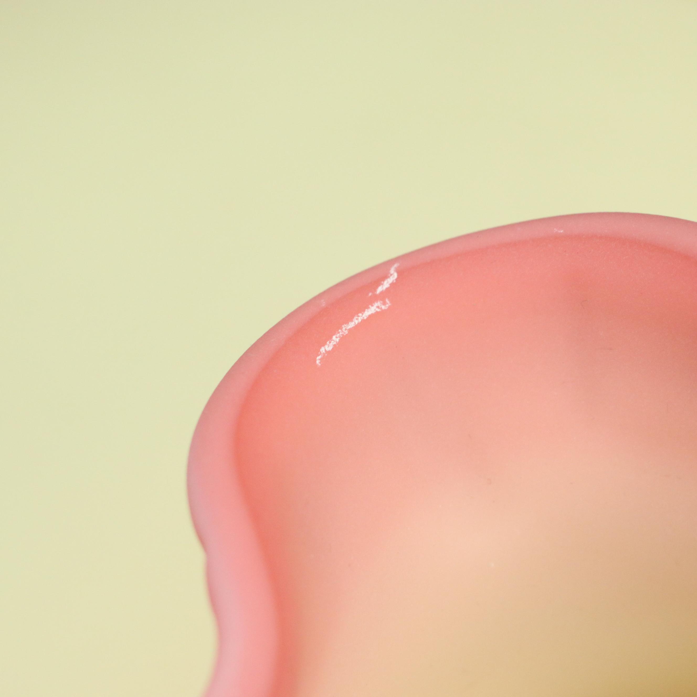 Fenton Burmese Hand-Painted "Rose" Custard Glass Student Lamp, Mid/ Late 20th C