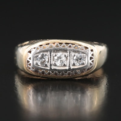 Vintage 14K 0.15 CTW Diamond Ring with Platinum Accent