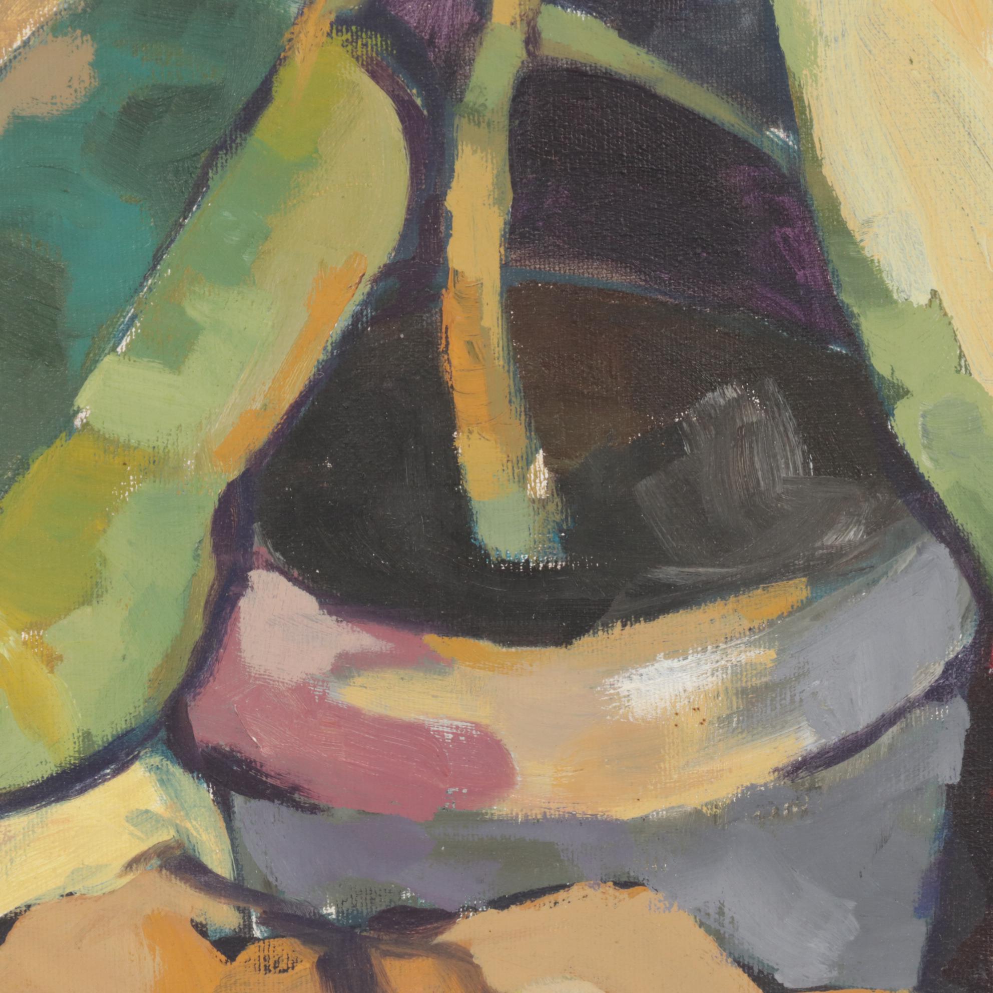 David Cayton Still Life Oil Painting Of Potted Plant, 1962