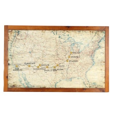 Giclée of a Map of United States Highways Featuring Route 66