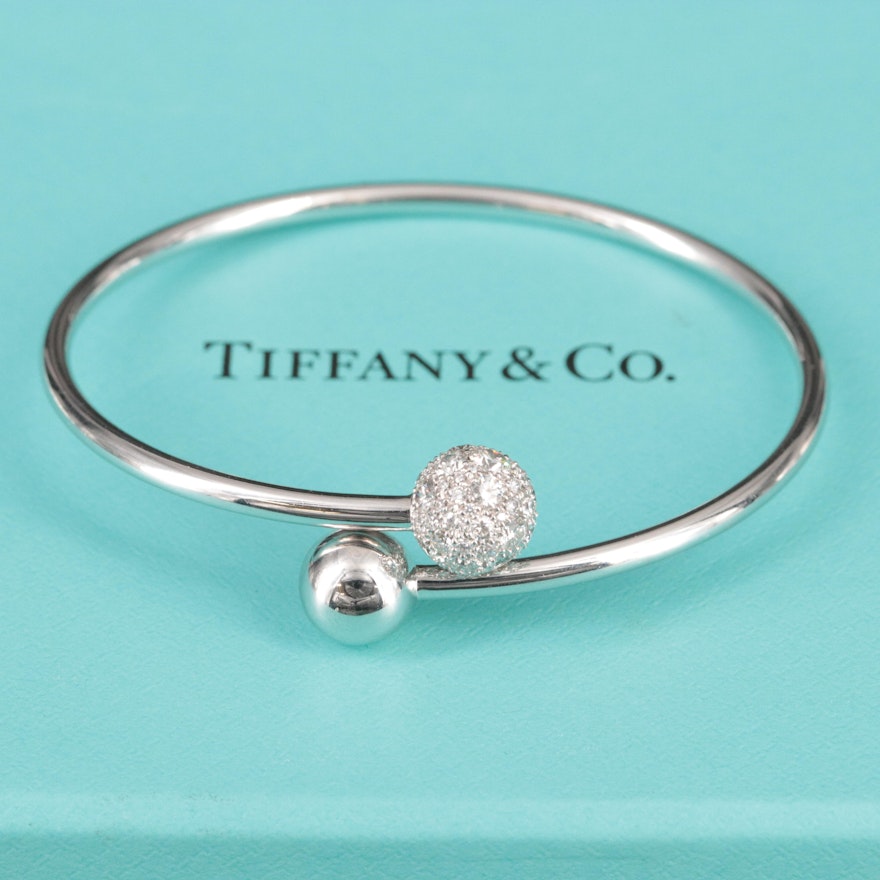 Tiffany HardWear 18K CTW Diamond Ball Bypass Bracelet