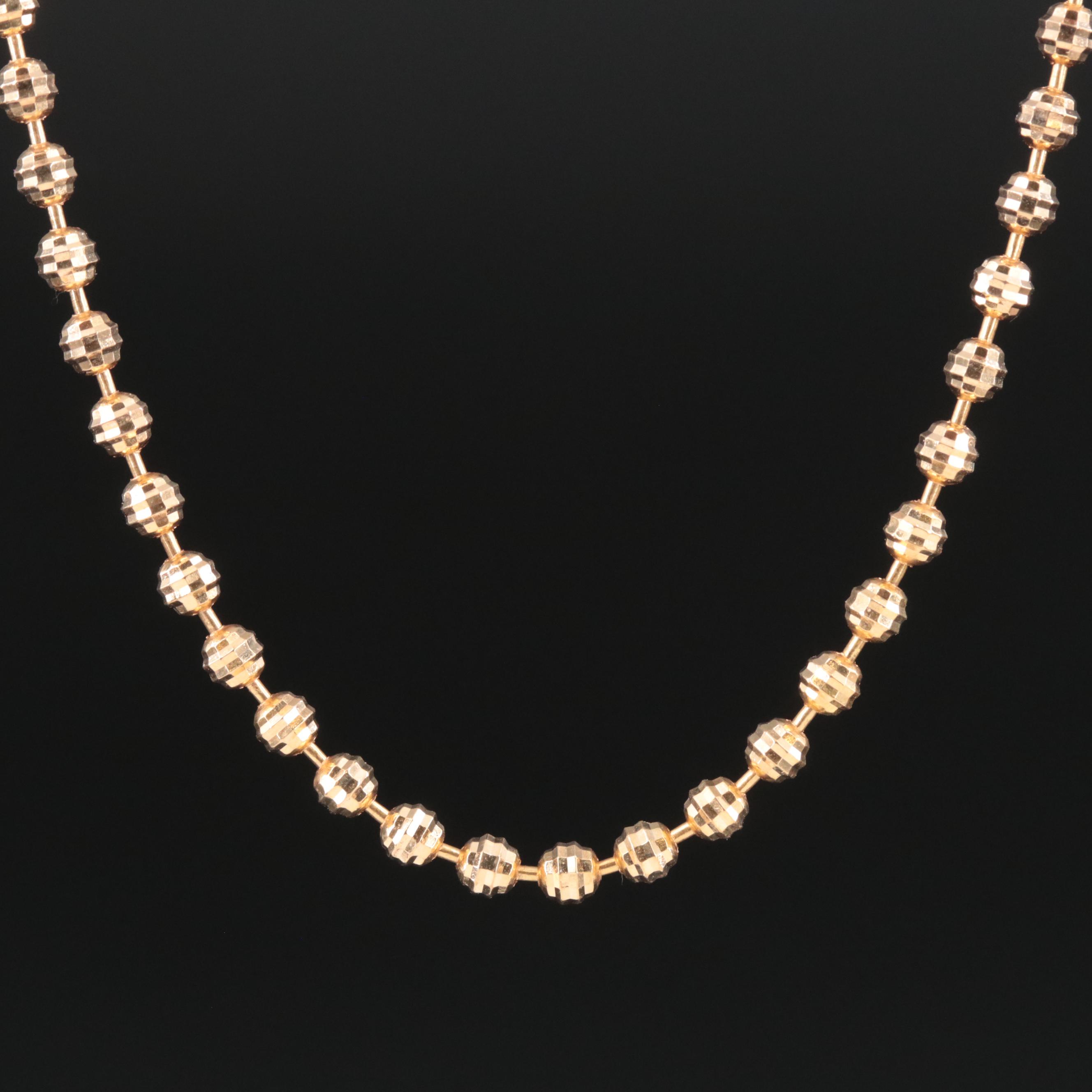 14K Diamond-Cut Bead Chain Necklace
