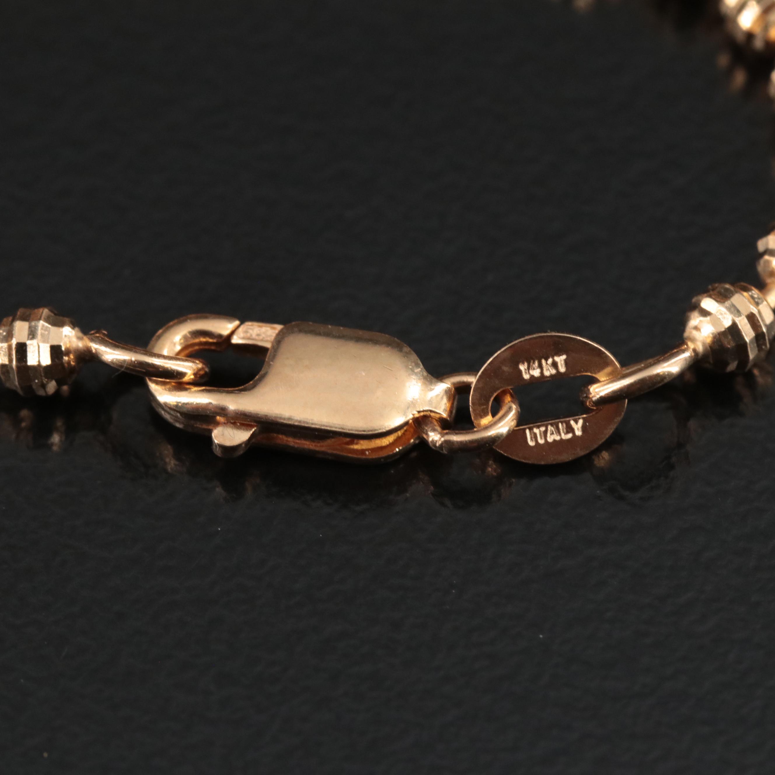 14K Diamond-Cut Bead Chain Necklace