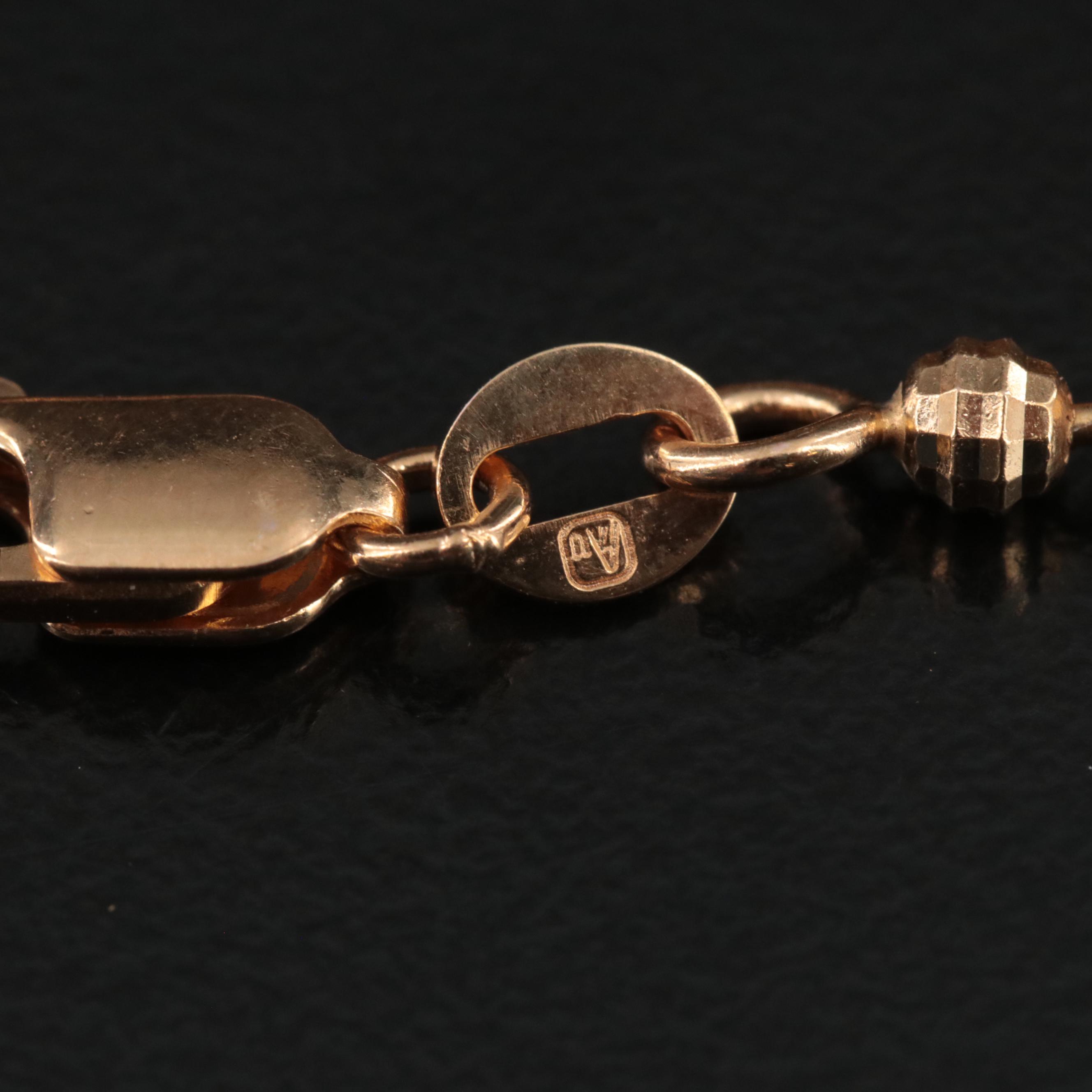 14K Diamond-Cut Bead Chain Necklace