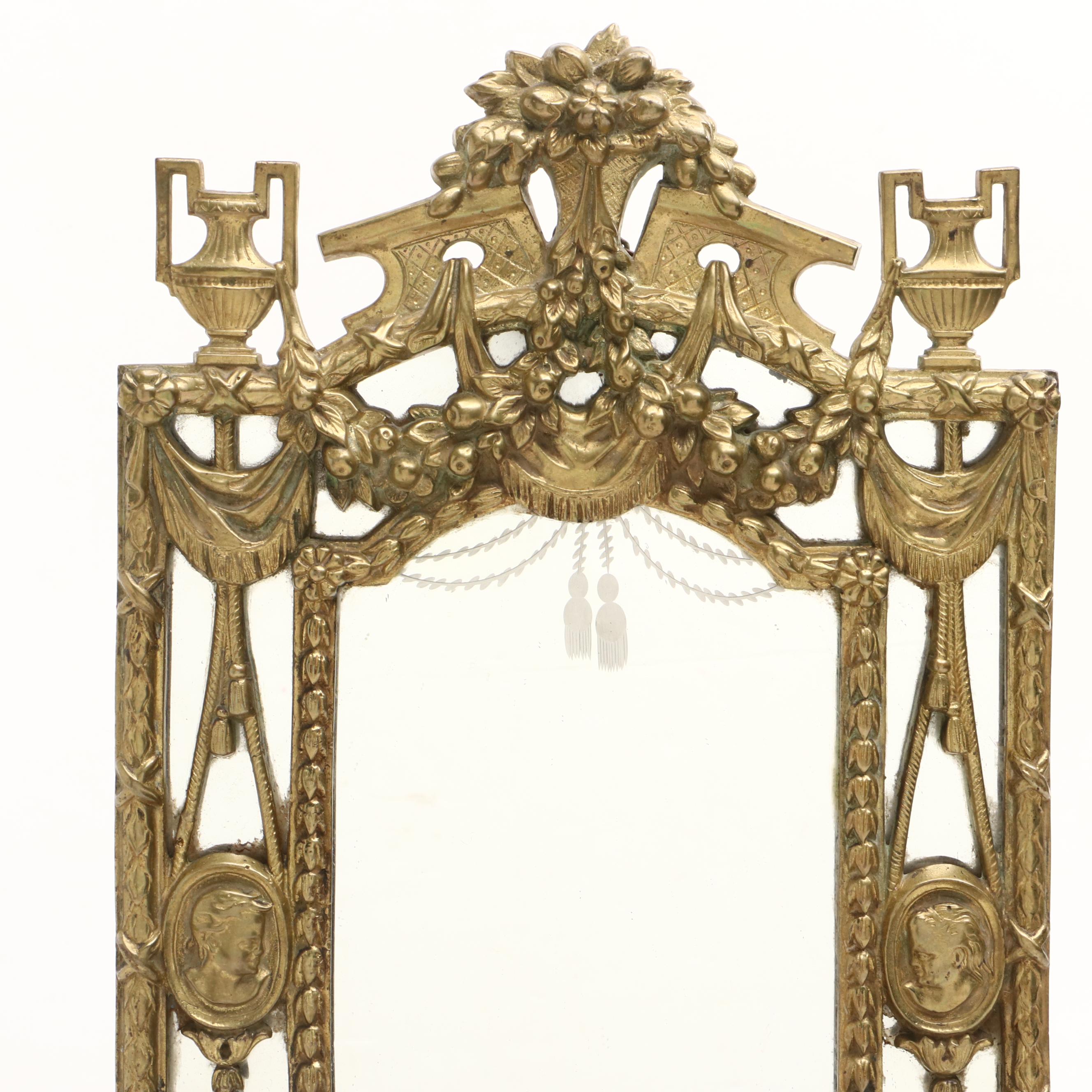 French Longwy Pottery and Gilt Bronze Mirrored Back Candle Sconce