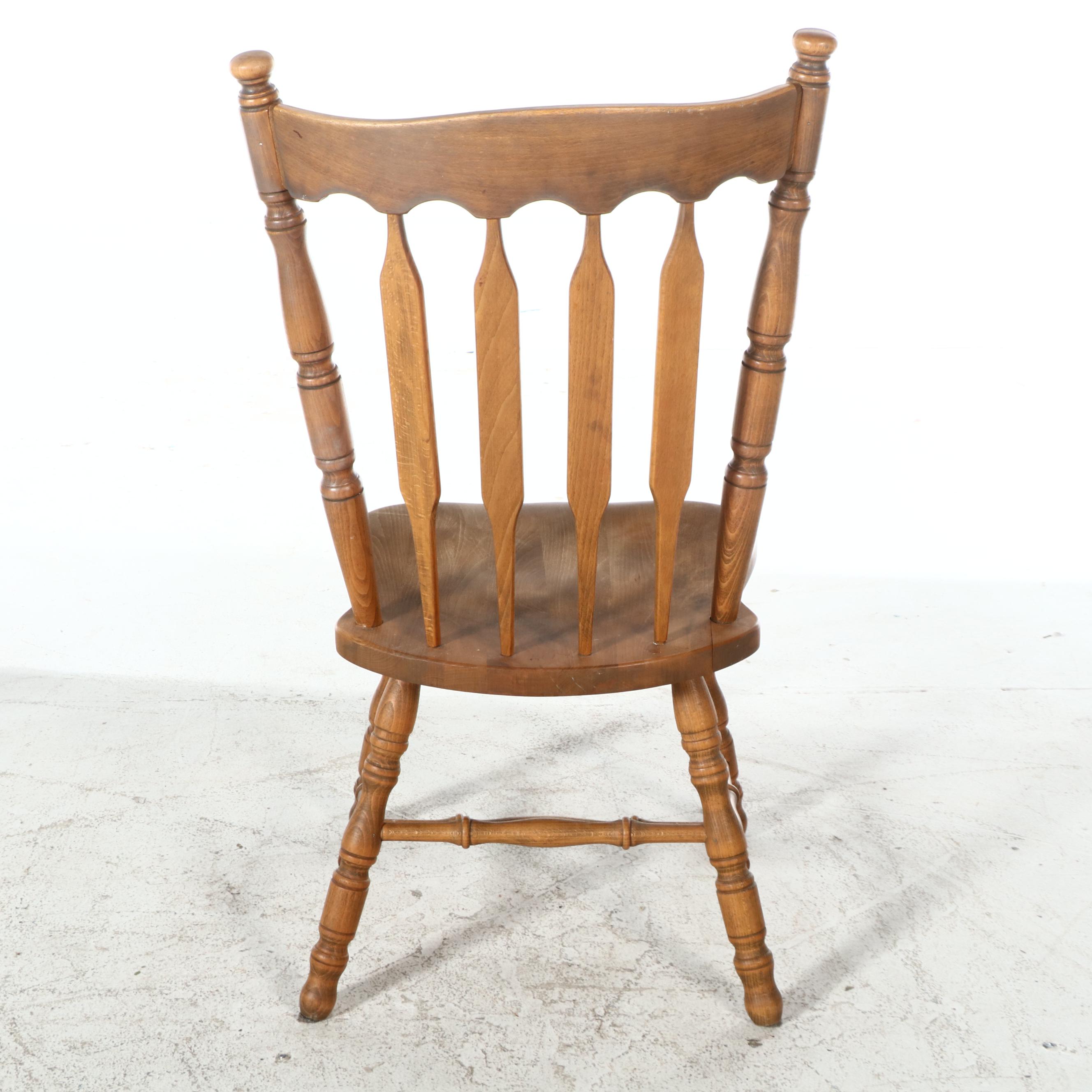 Eastern European Folk Art Style Carved Oak Bench with Table and Chairs