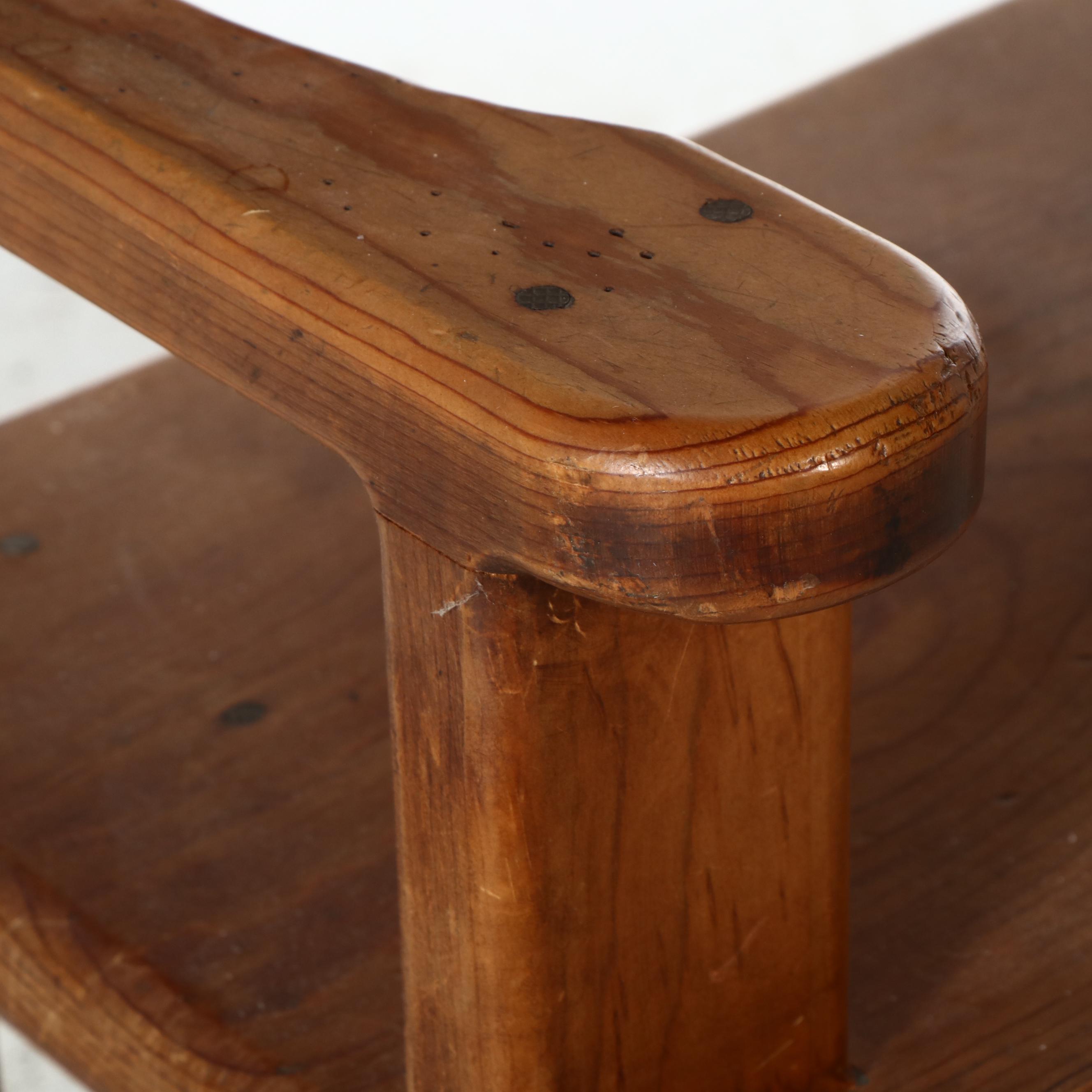 Eastern European Folk Art Style Carved Oak Bench with Table and Chairs