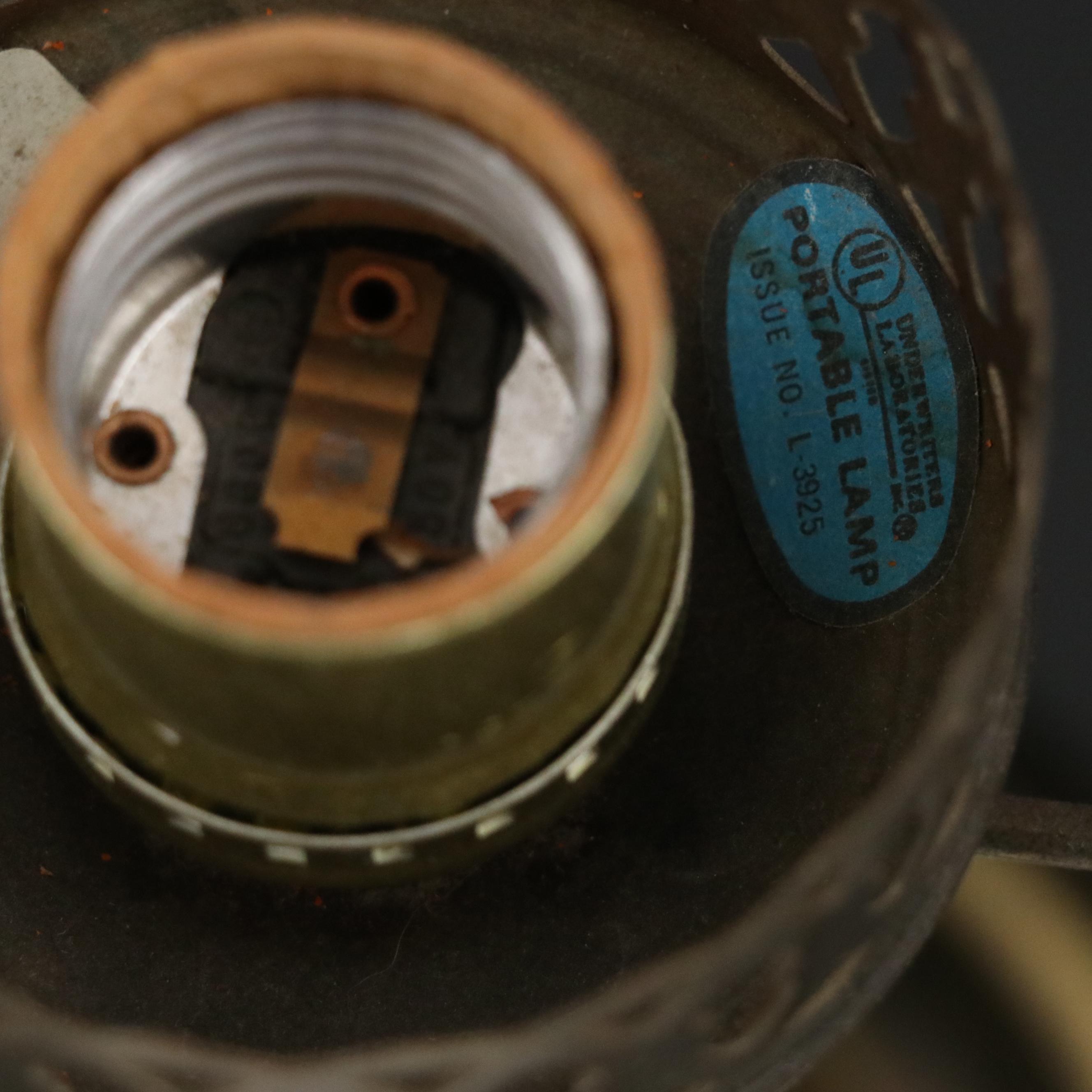 Fenton Burmese Hand-Painted "Pink Dogwood" Glass Student Lamp, Late 20th C