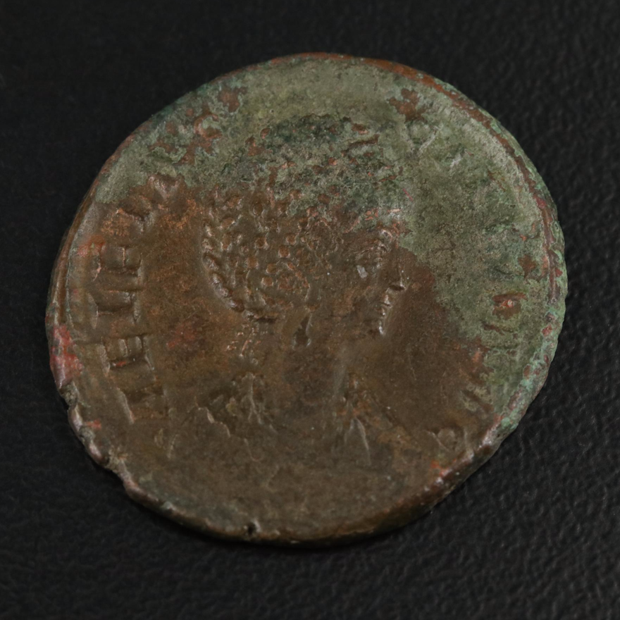 Ancient Roman Imperial Follis Coin of Aelia Flaccilla, ca. 379 A.D.