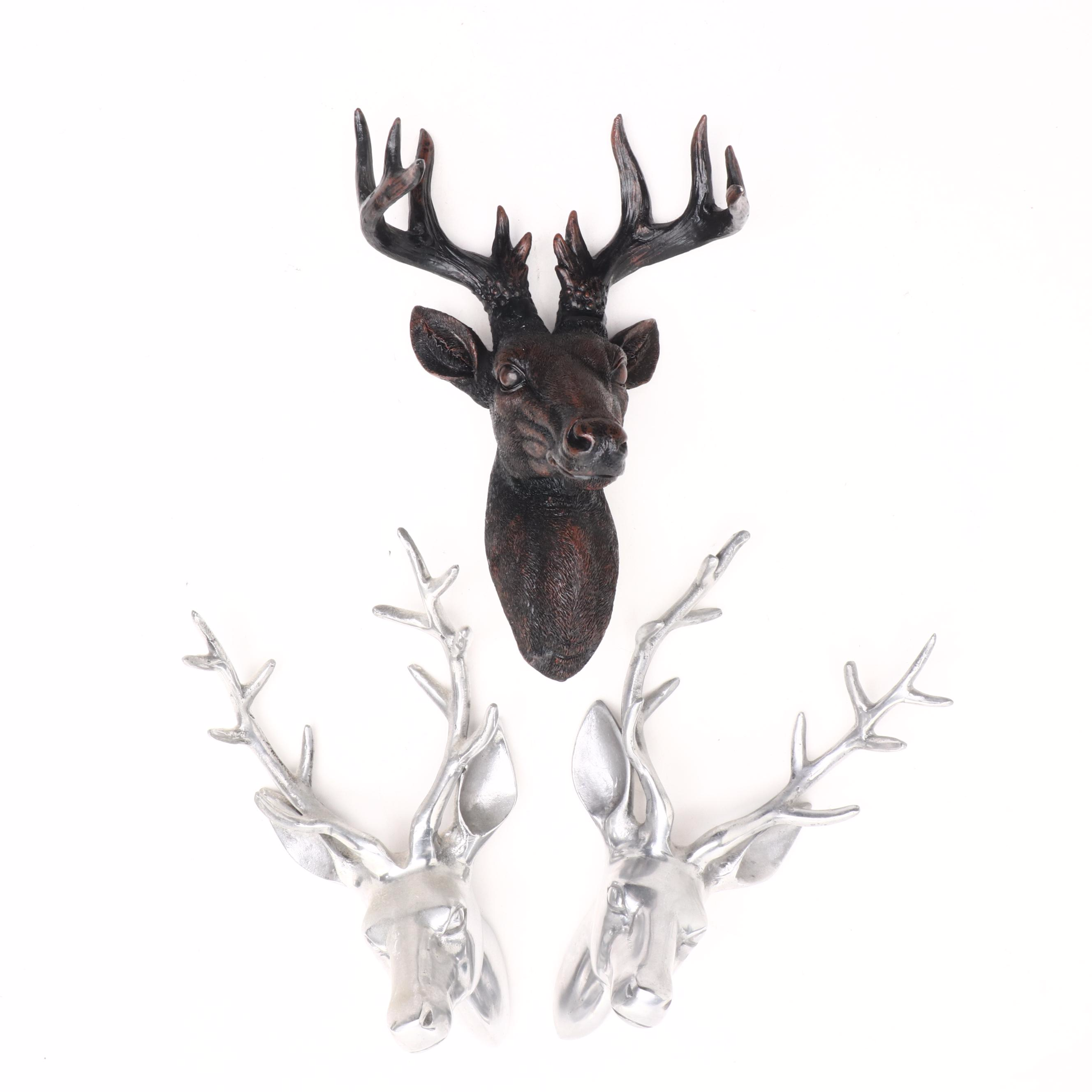 Metal and Resin Wall Hanging Stag Heads