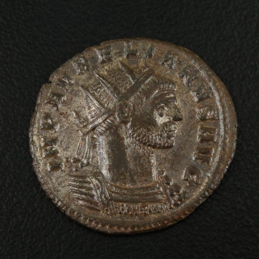 Ancient Roman Imperial Silvered Antoninianus Coin of Aurelian, ca. 270 A.D.