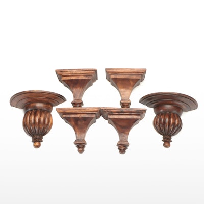 Victorian Style Carved Wood Corbel Wall Shelves