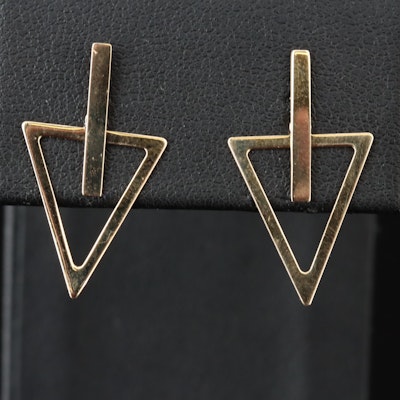 14K Bar and Triangle Earrings