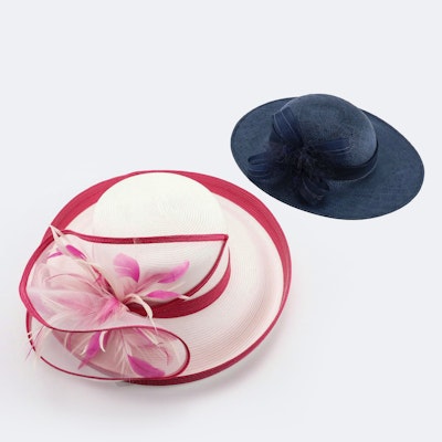 August Hat Company and Other Embellished Wide Brim Occasion Hats with Boxes