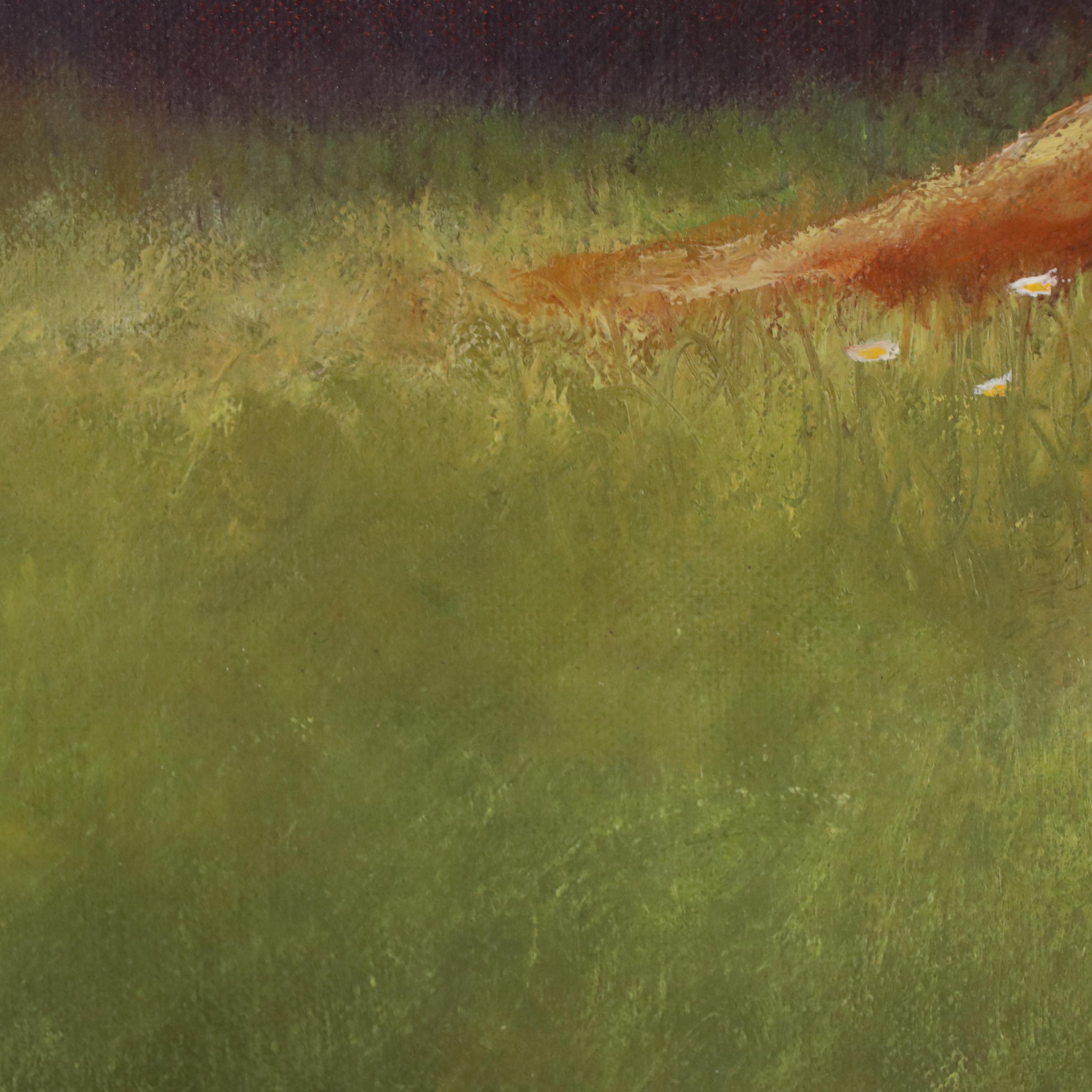 Tricia Bass Oil Painting of Dog "Bella's Daisies"