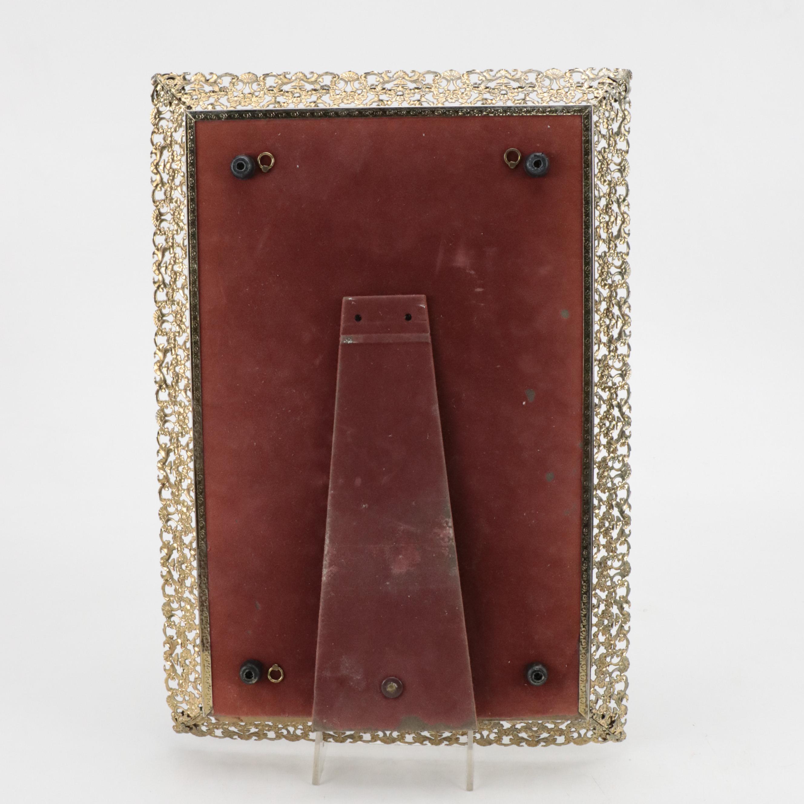 Gallery Tray Metal Frame Tabletop Mirror with Mosaic Glass Dish and Tray