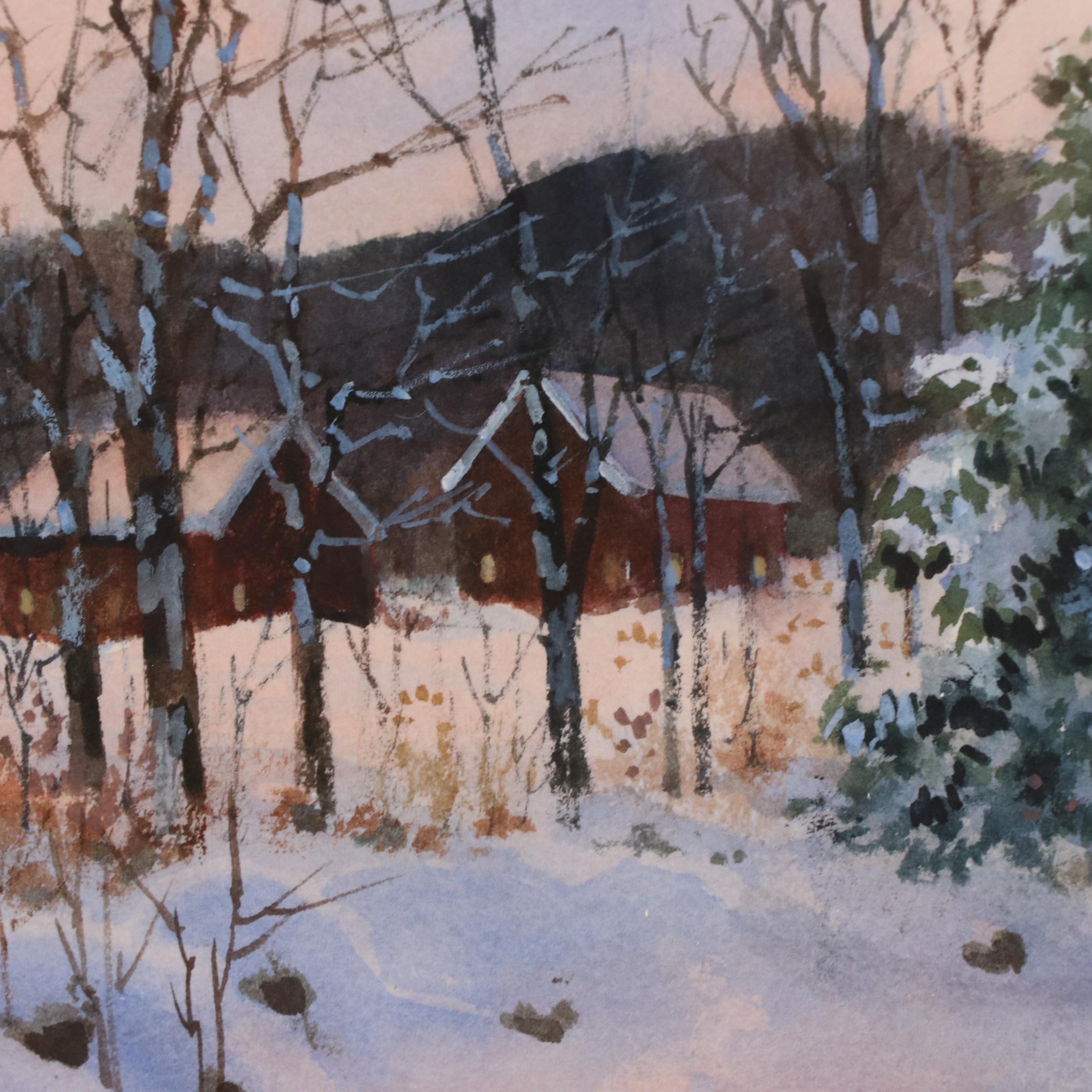 Keith Hoffman Watercolor Painting of Snowy Landscape