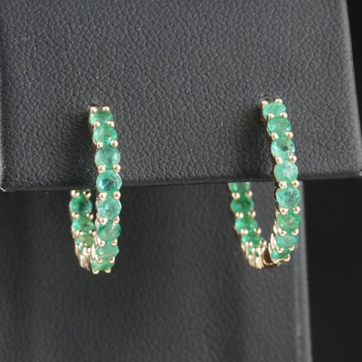 14K Emerald Inside Out Hoop Earrings