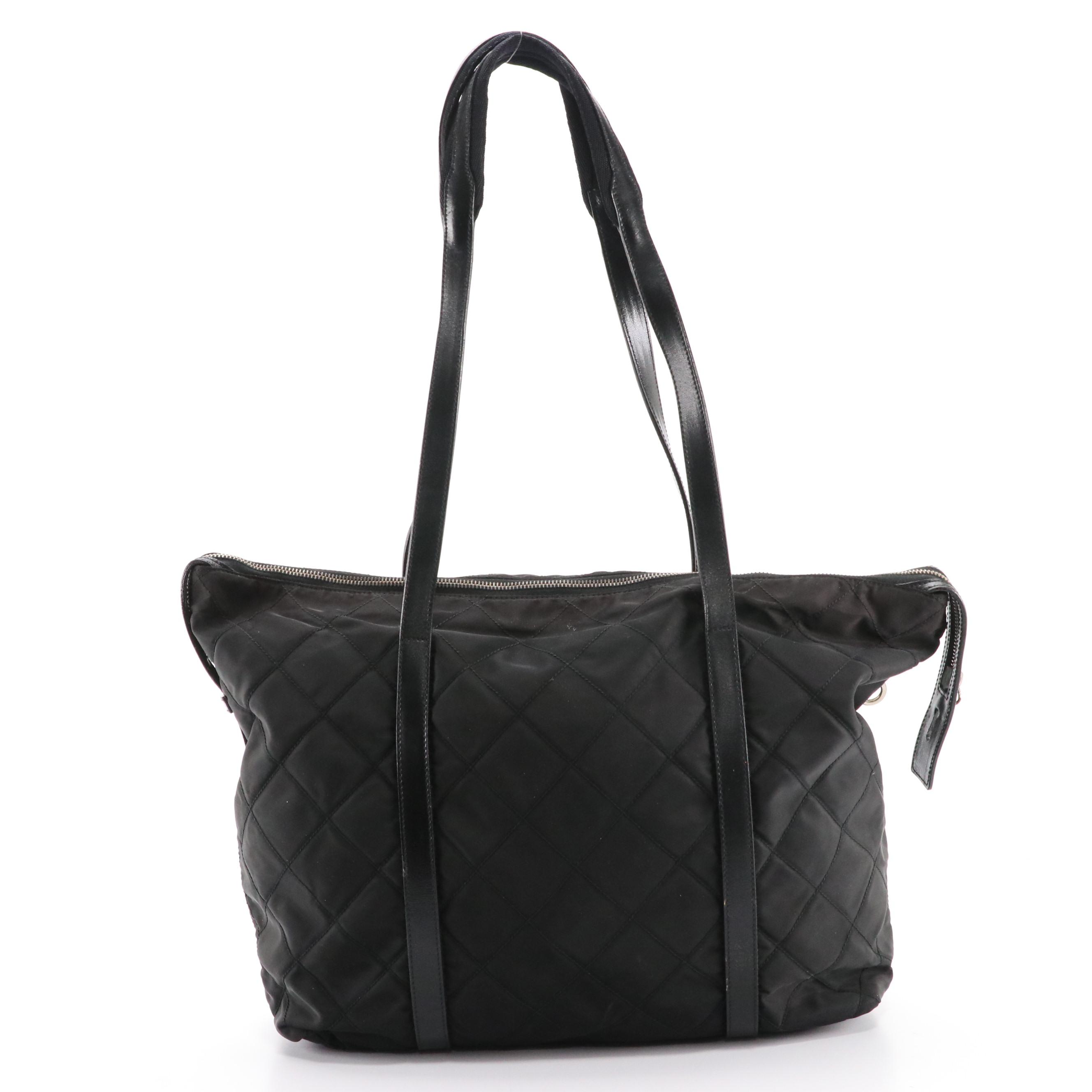 Prada Stitch Bag B9853 in Quilted Nylon with Leather Trim