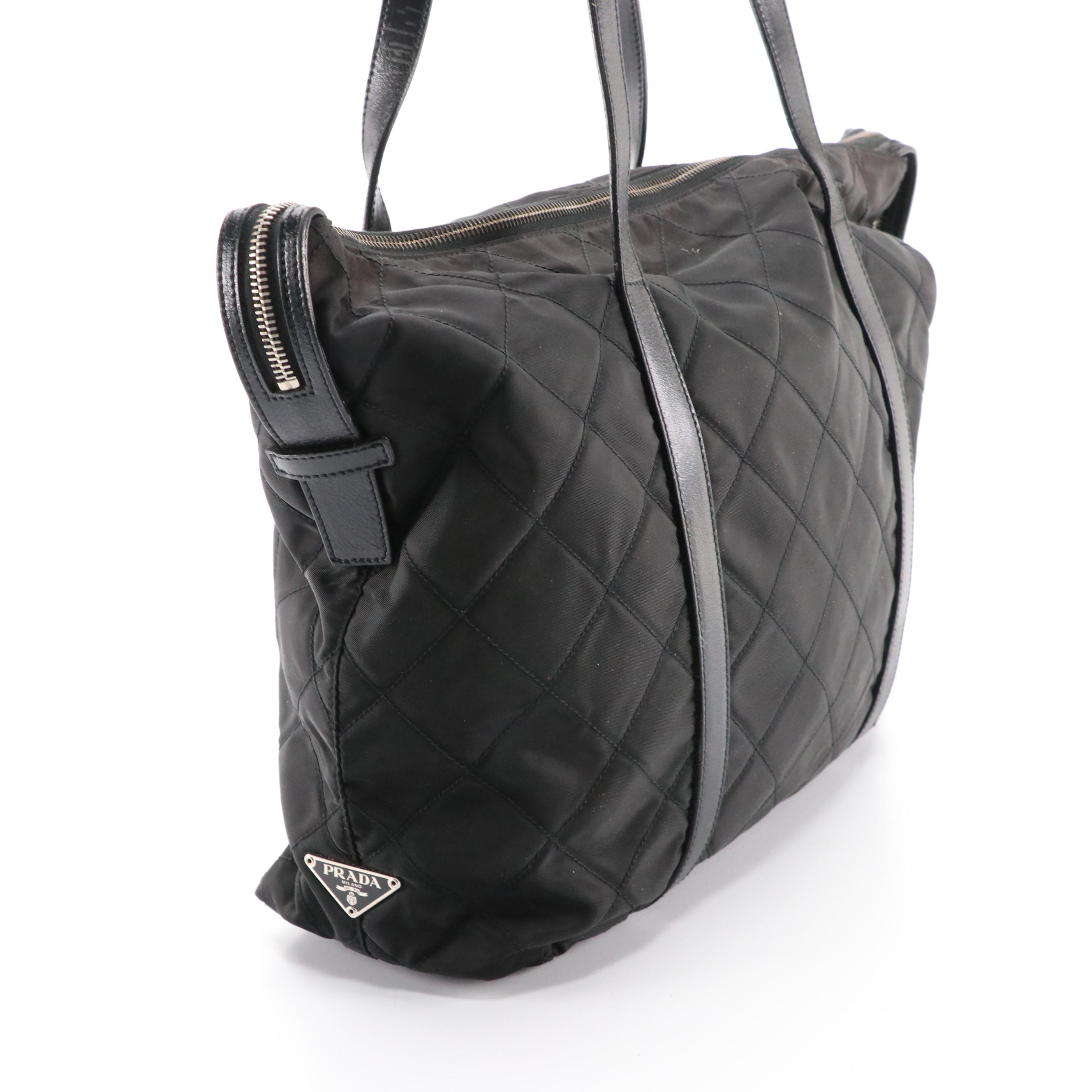 Prada Stitch Bag B9853 in Quilted Nylon with Leather Trim