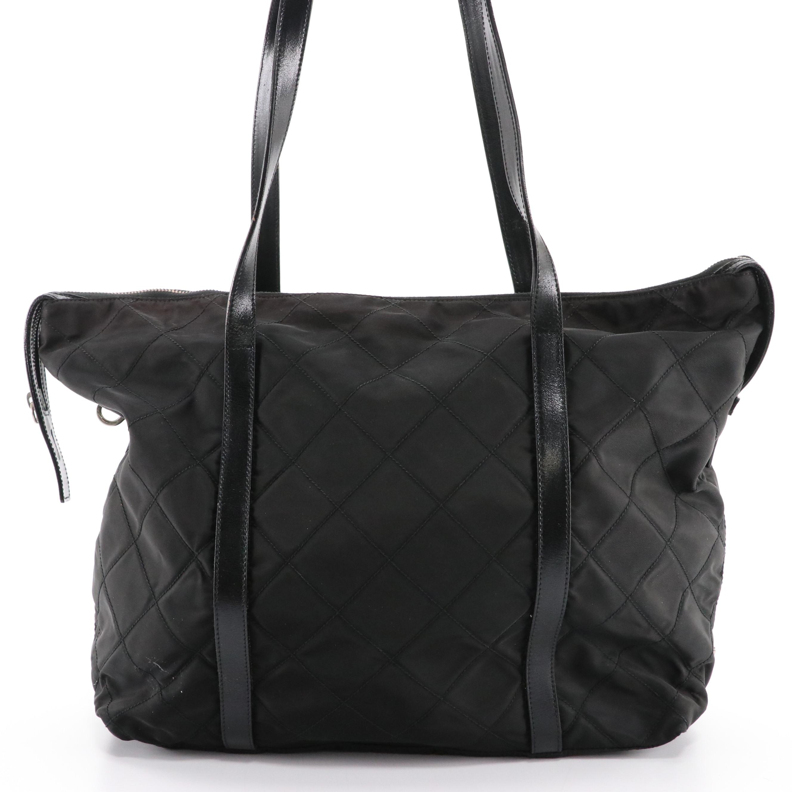 Prada Stitch Bag B9853 in Quilted Nylon with Leather Trim