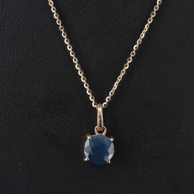 14K 1.20 CT Sapphire Pendant Necklace