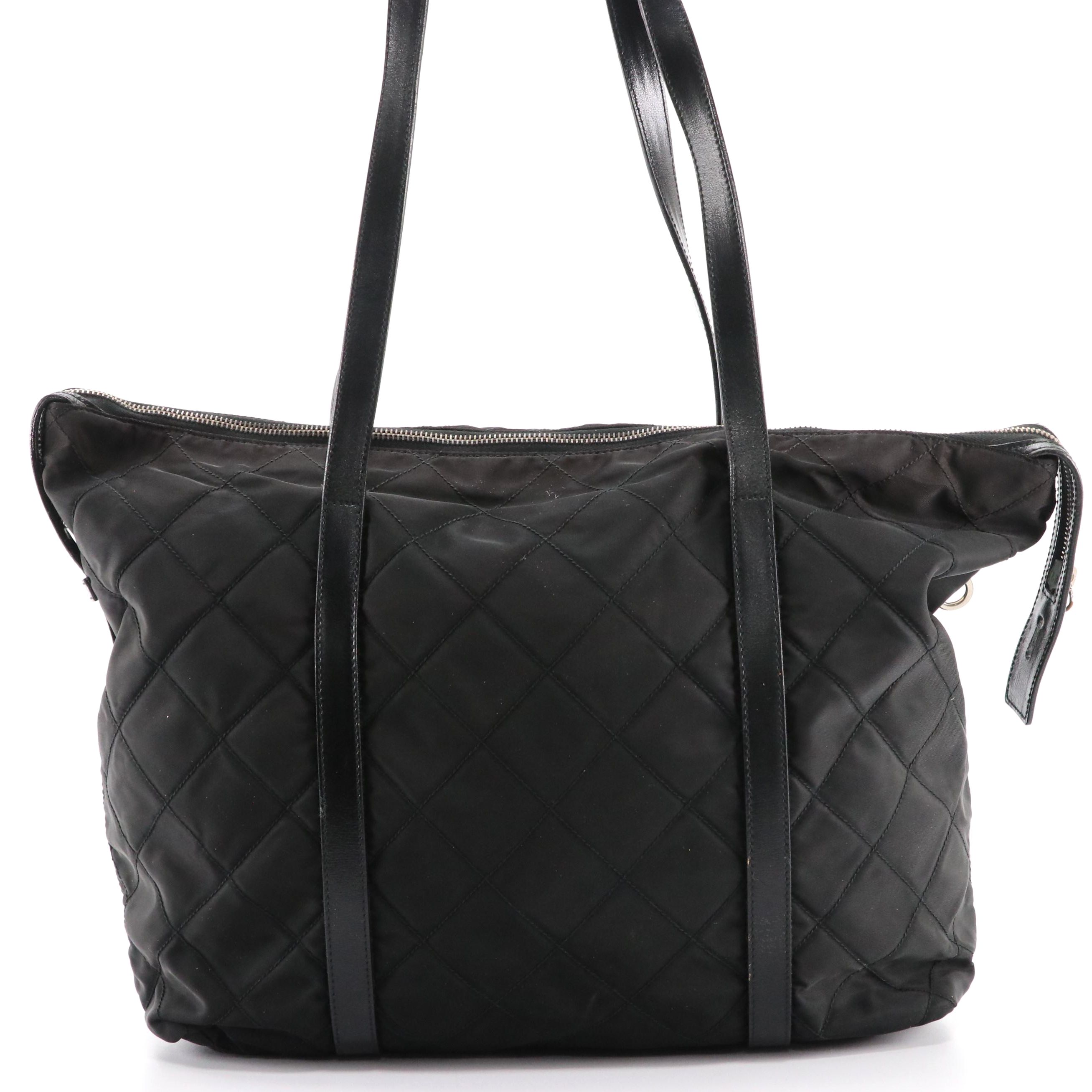 Prada Stitch Bag B9853 in Quilted Nylon with Leather Trim