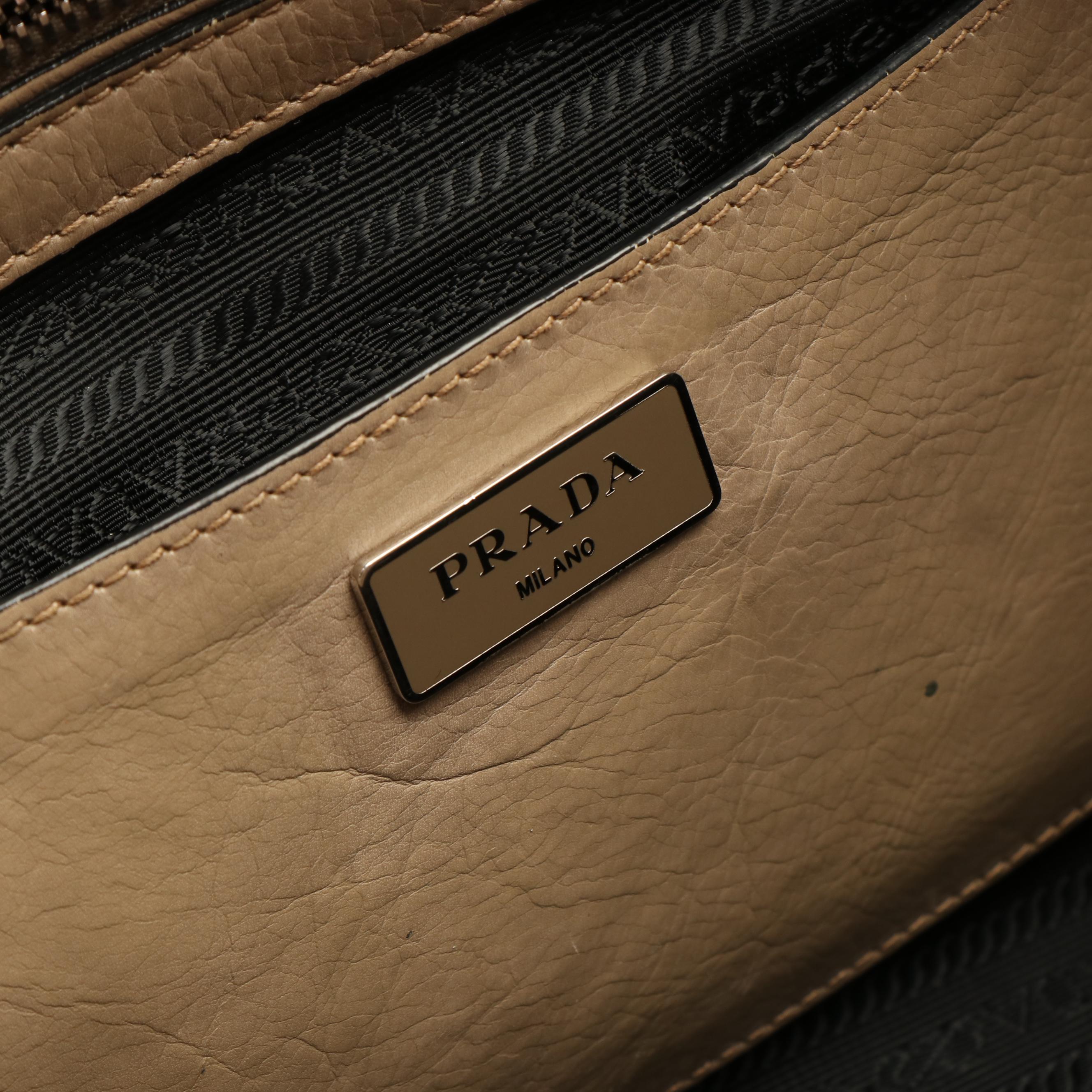 Prada Twin Pocket Tote Bag in Beige Glacé Calfskin Leather