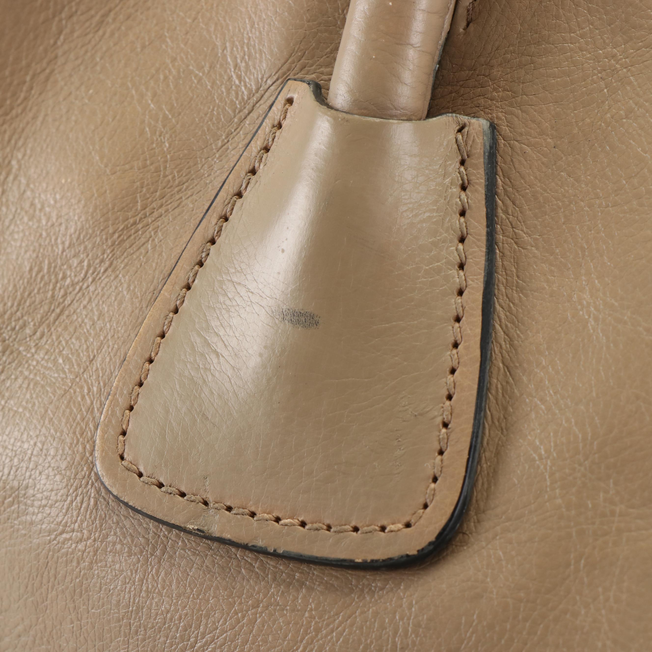 Prada Twin Pocket Tote Bag in Beige Glacé Calfskin Leather