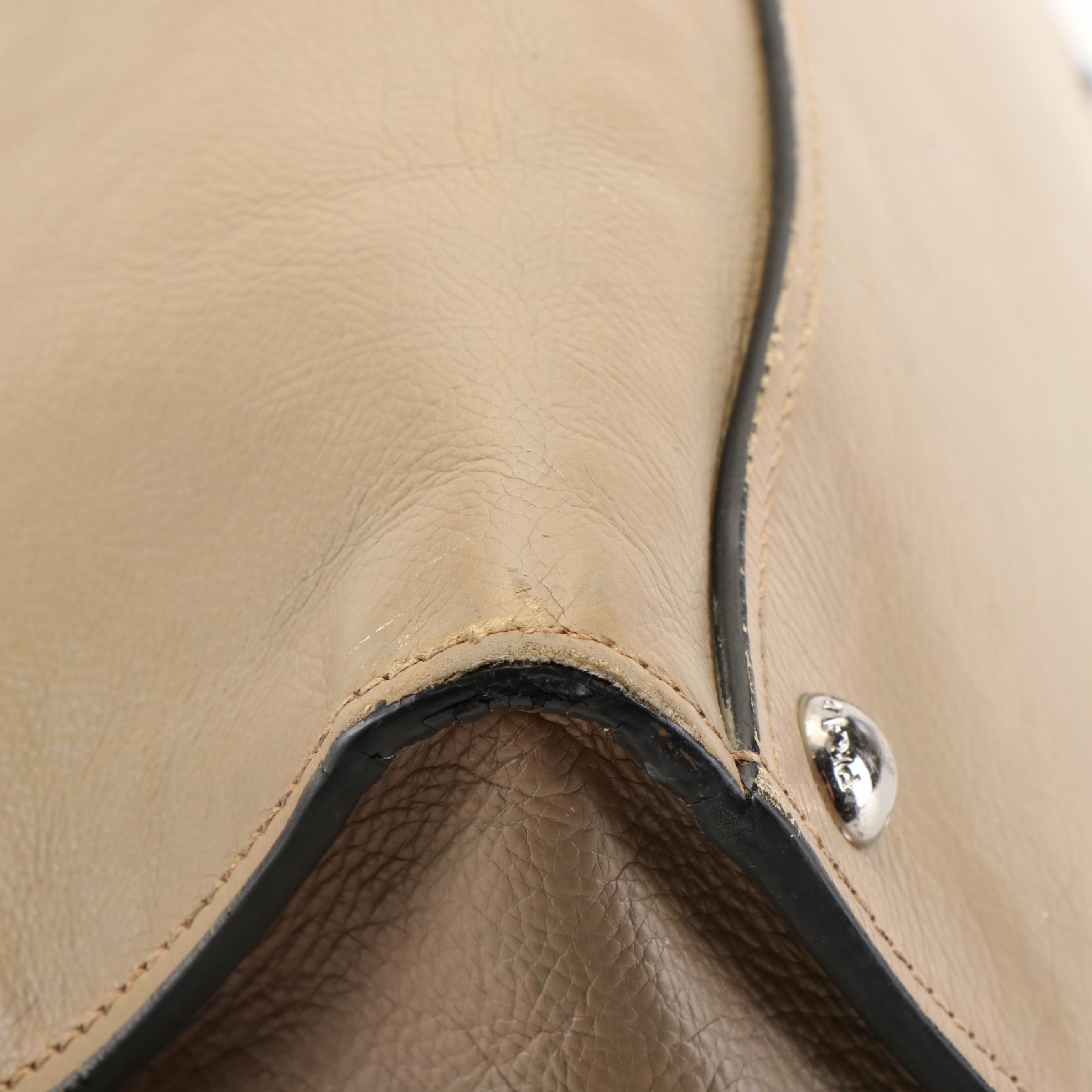 Prada Twin Pocket Tote Bag in Beige Glacé Calfskin Leather