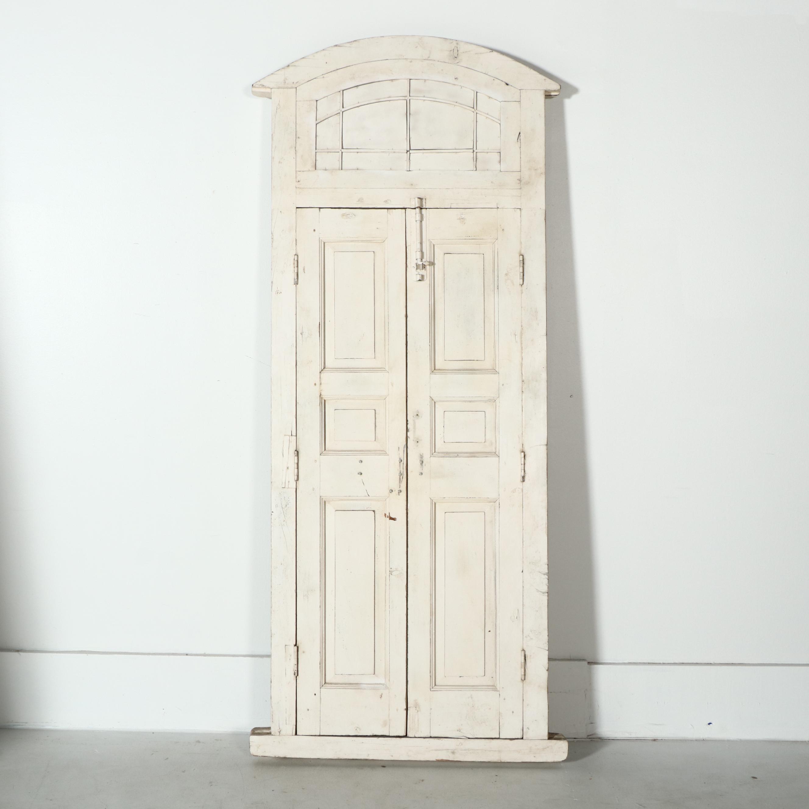 Continental European Architectural Salvage French Door with Transom Window