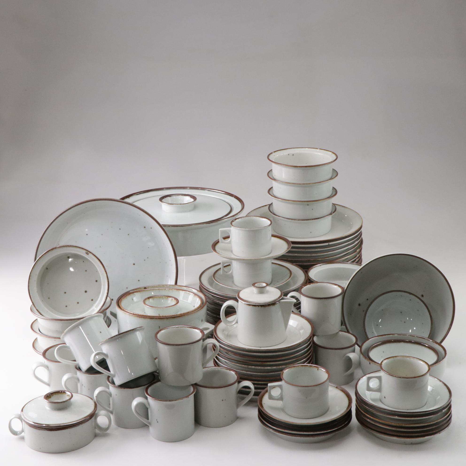 Dansk "Brown Mist" Dinnerware Collection With Original Geometric Handles