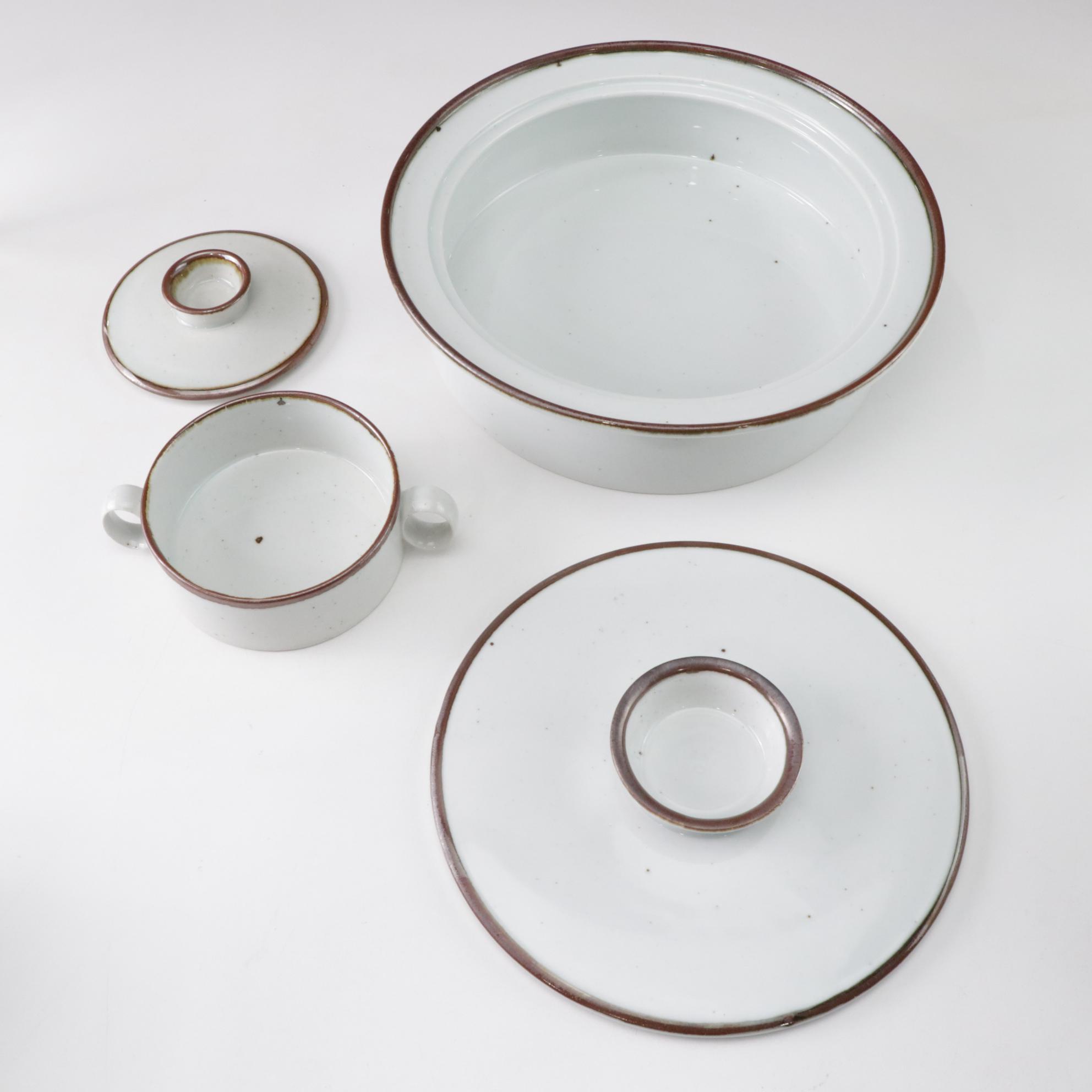 Dansk "Brown Mist" Dinnerware Collection With Original Geometric Handles