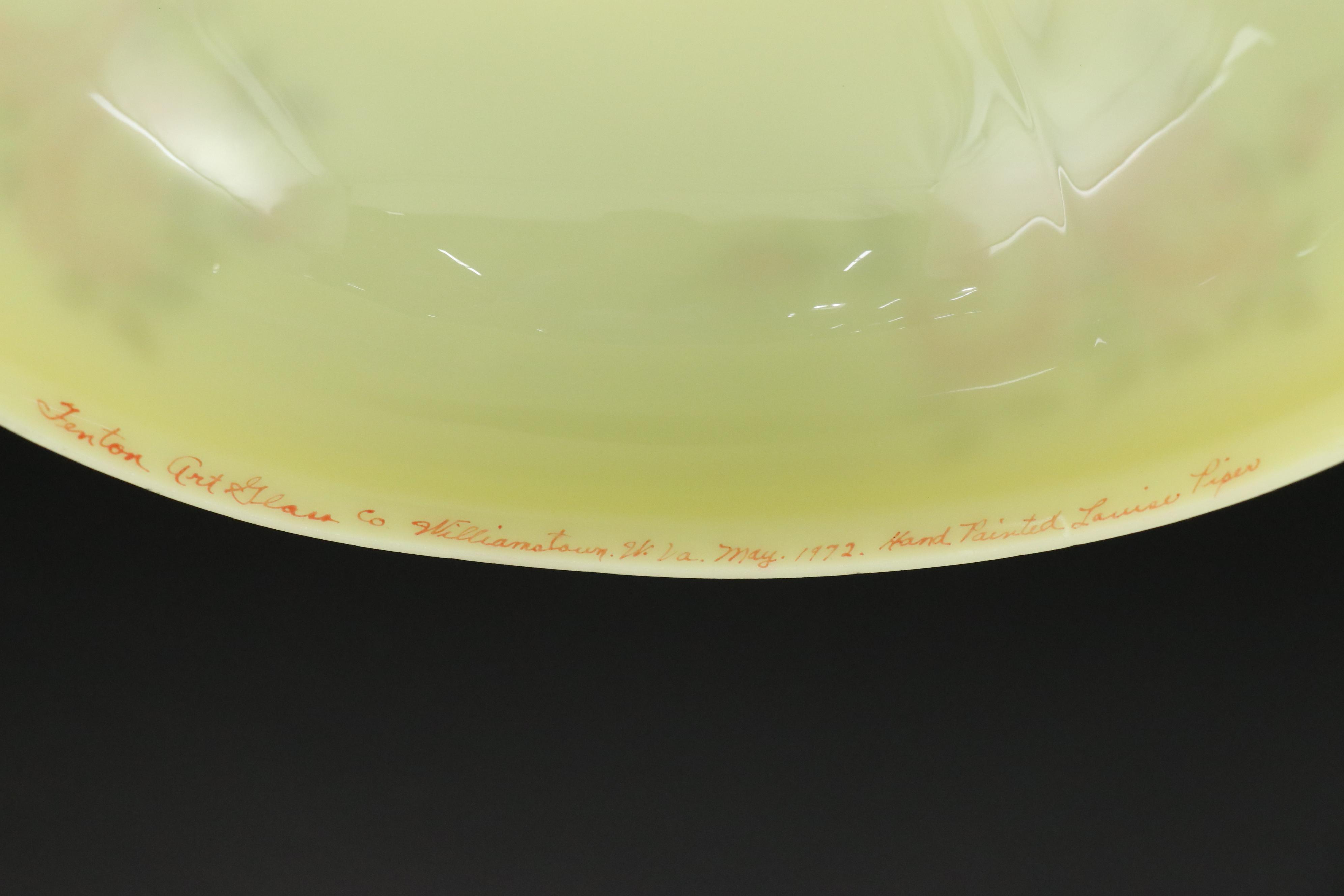 Fenton "Burmese" Glass Parlor Lamp with Hand-Painted Roses