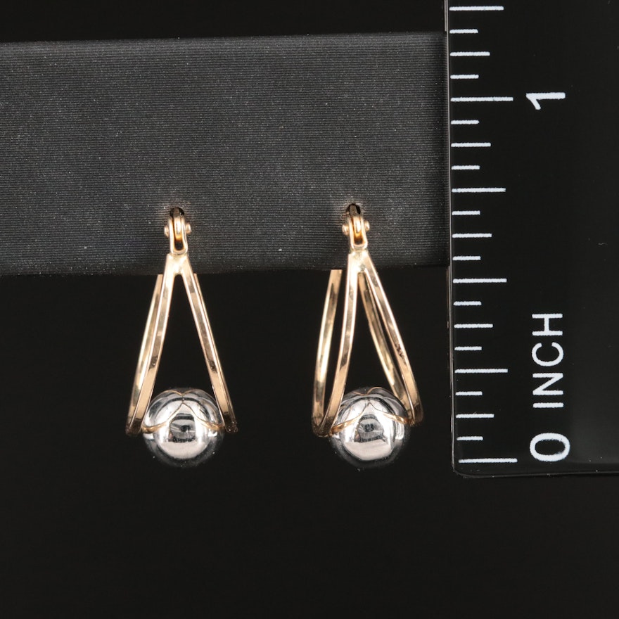 14K Two-Tone Hoop and Sphere Earrings | EBTH