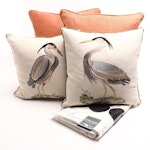 The Royal Standard Collection Embroidered Heron Pillows with Down-Filled Pillows