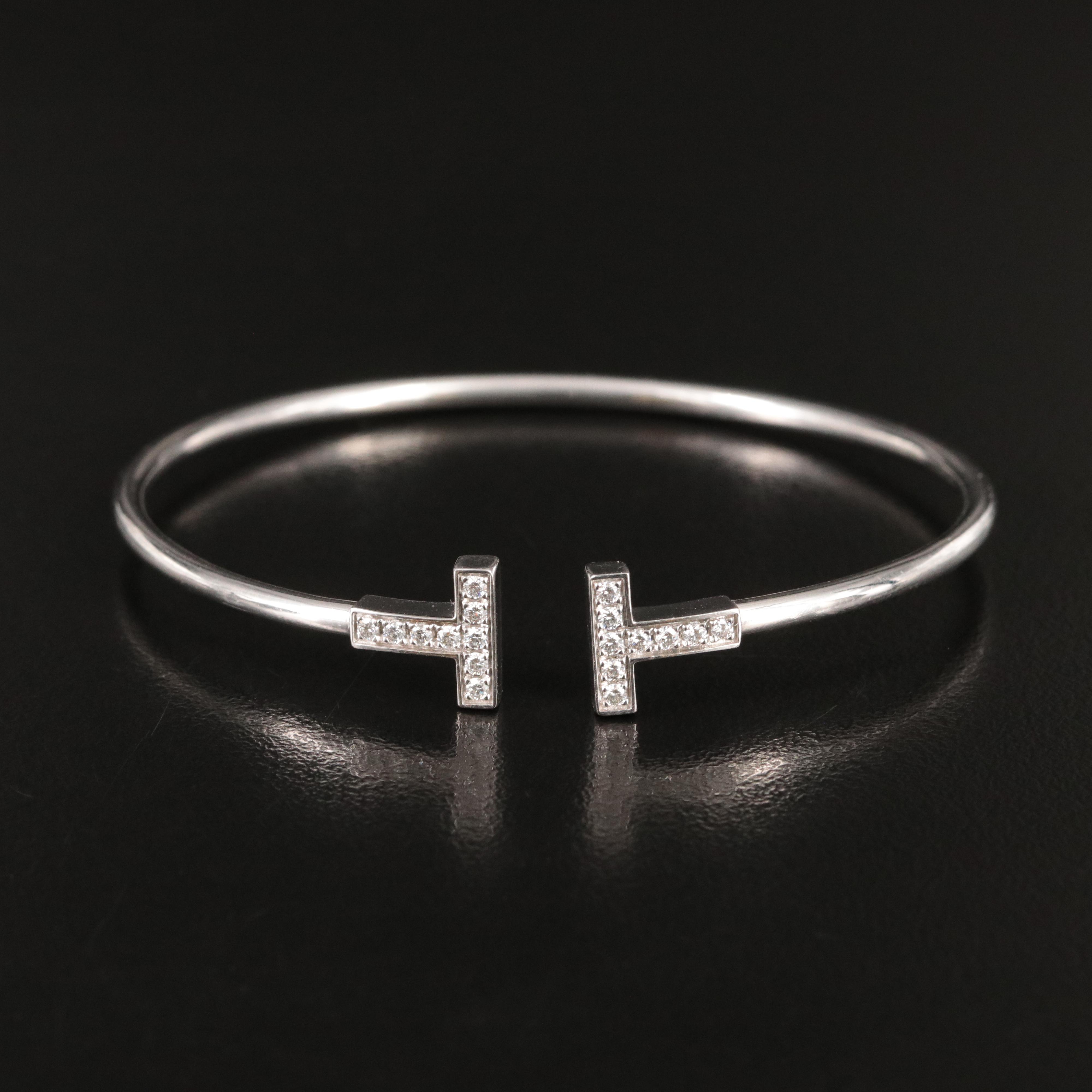 Tiffany & Co. Tiffany 'T' 18K 0.27 CTW Diamond Wire Bracelet