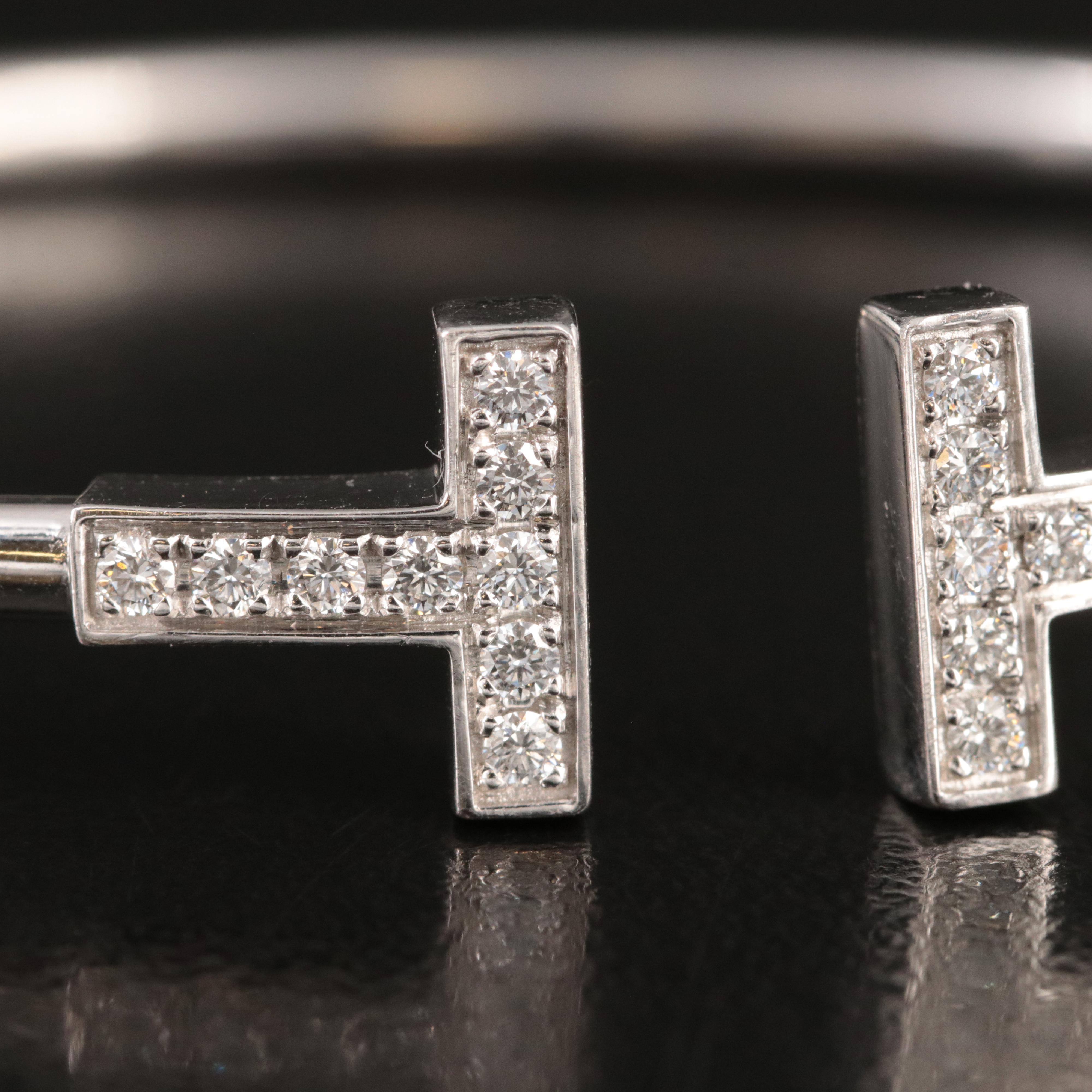 Tiffany & Co. Tiffany 'T' 18K 0.27 CTW Diamond Wire Bracelet