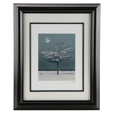 James F. Keating Digital Photograph of Snowy Scene With Tree