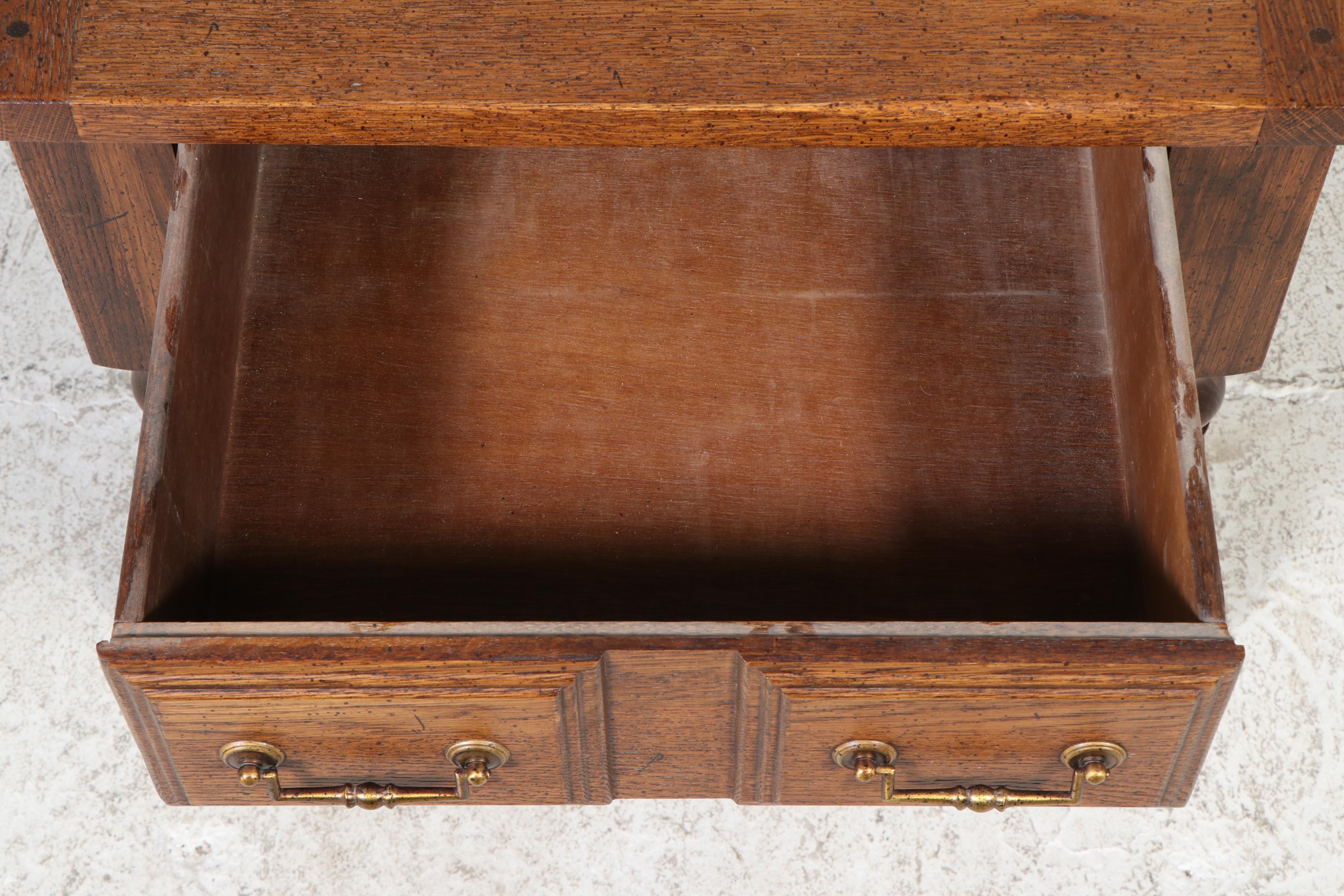 Spanish Colonial Style Oak Side Table with Inlaid Tile Top