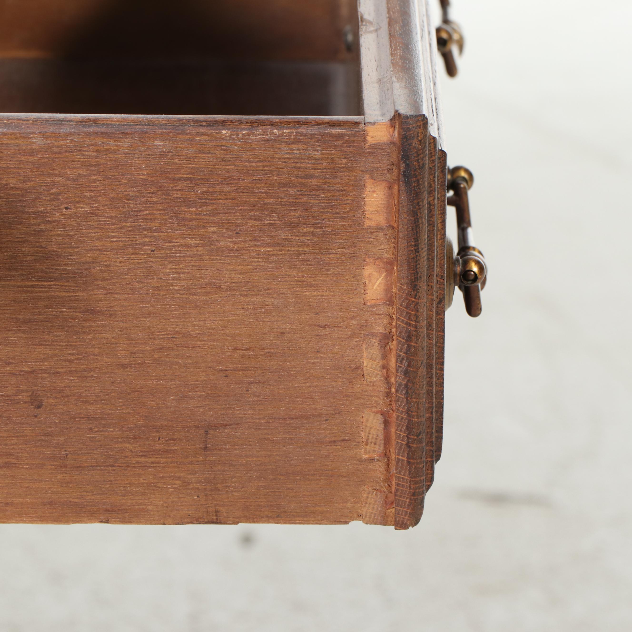 Spanish Colonial Style Oak Side Table with Inlaid Tile Top