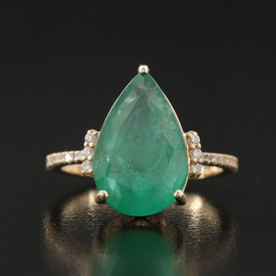 14K 4.26 CT Emerald and Diamond Ring