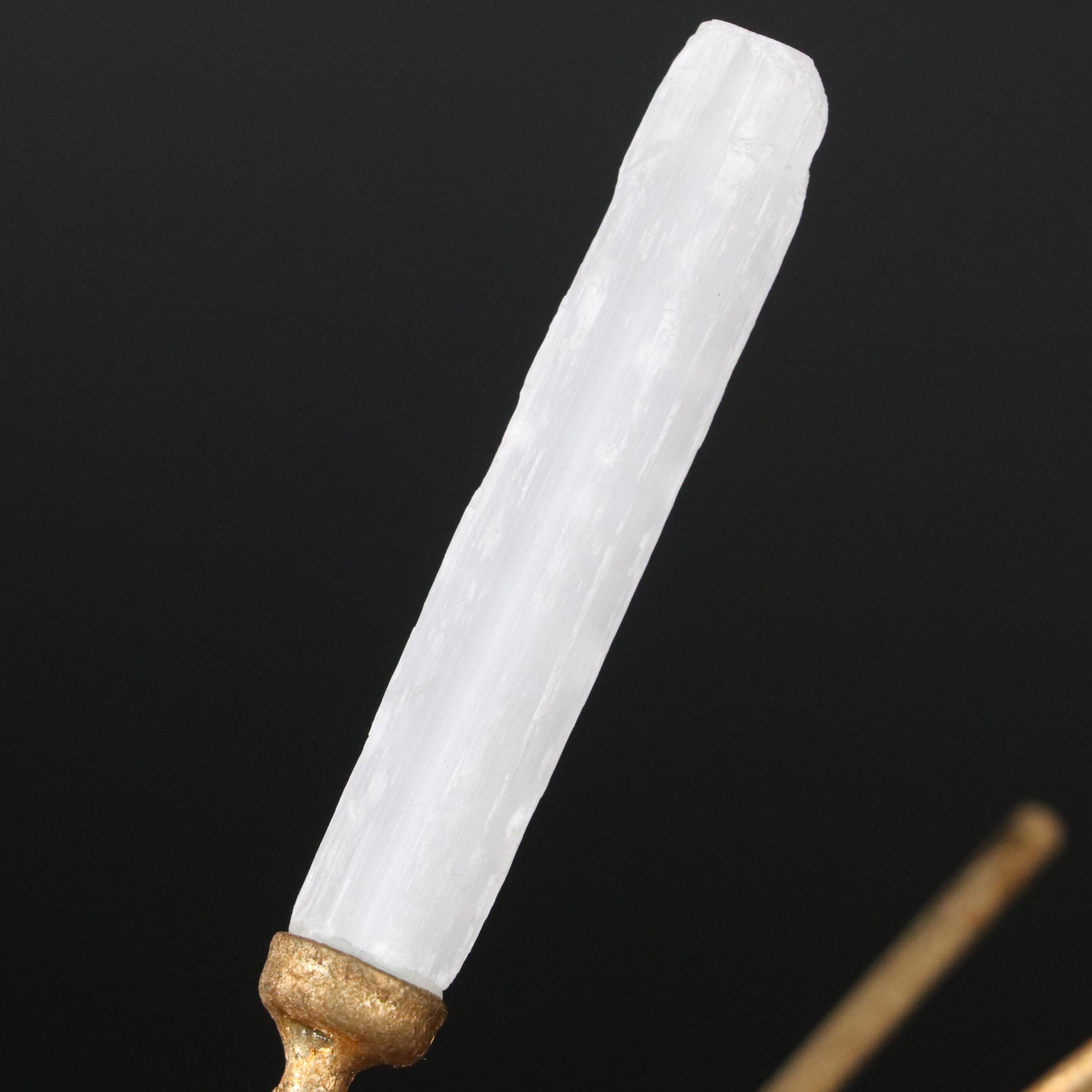 Gold Finish Metal Sunburst Orb with Selenite Accents